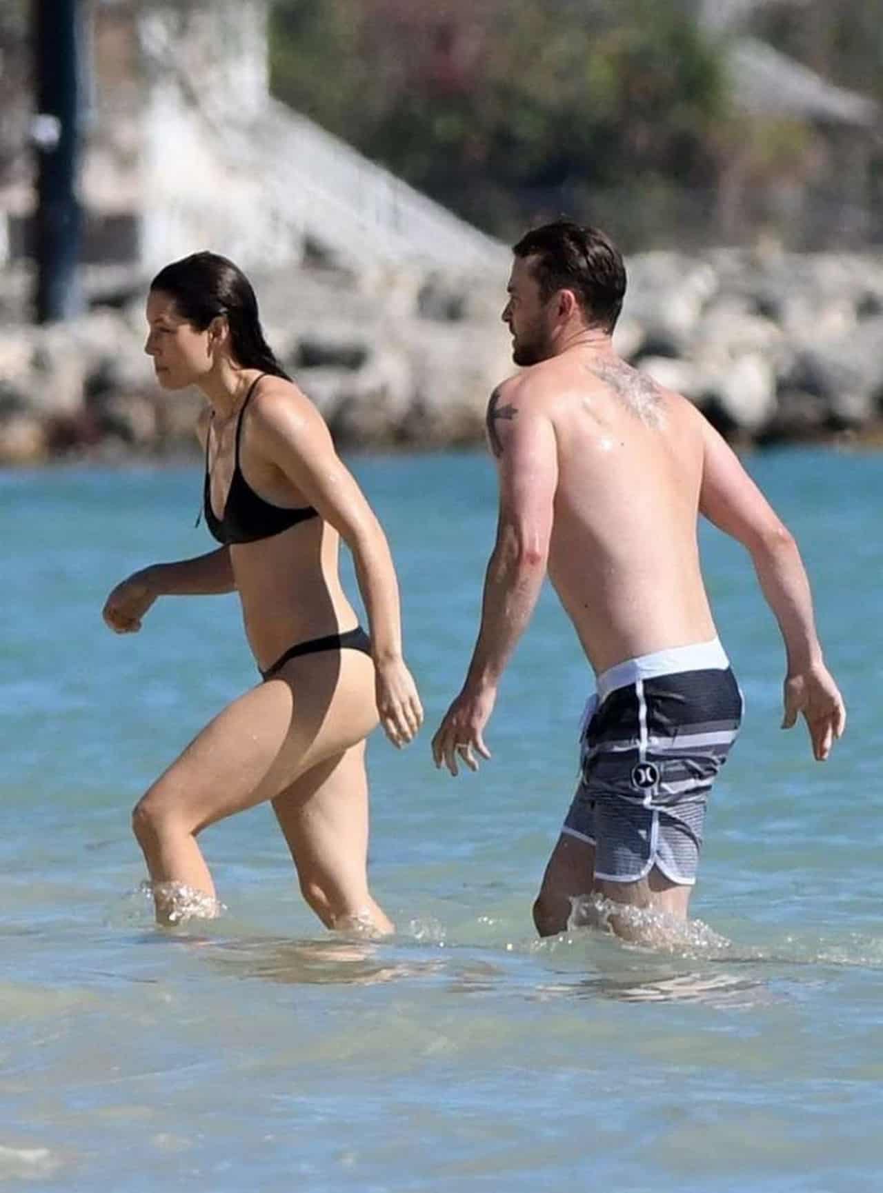Jessica Biel Looks Amazing in a Black Bikini on a Caribbean Vacation