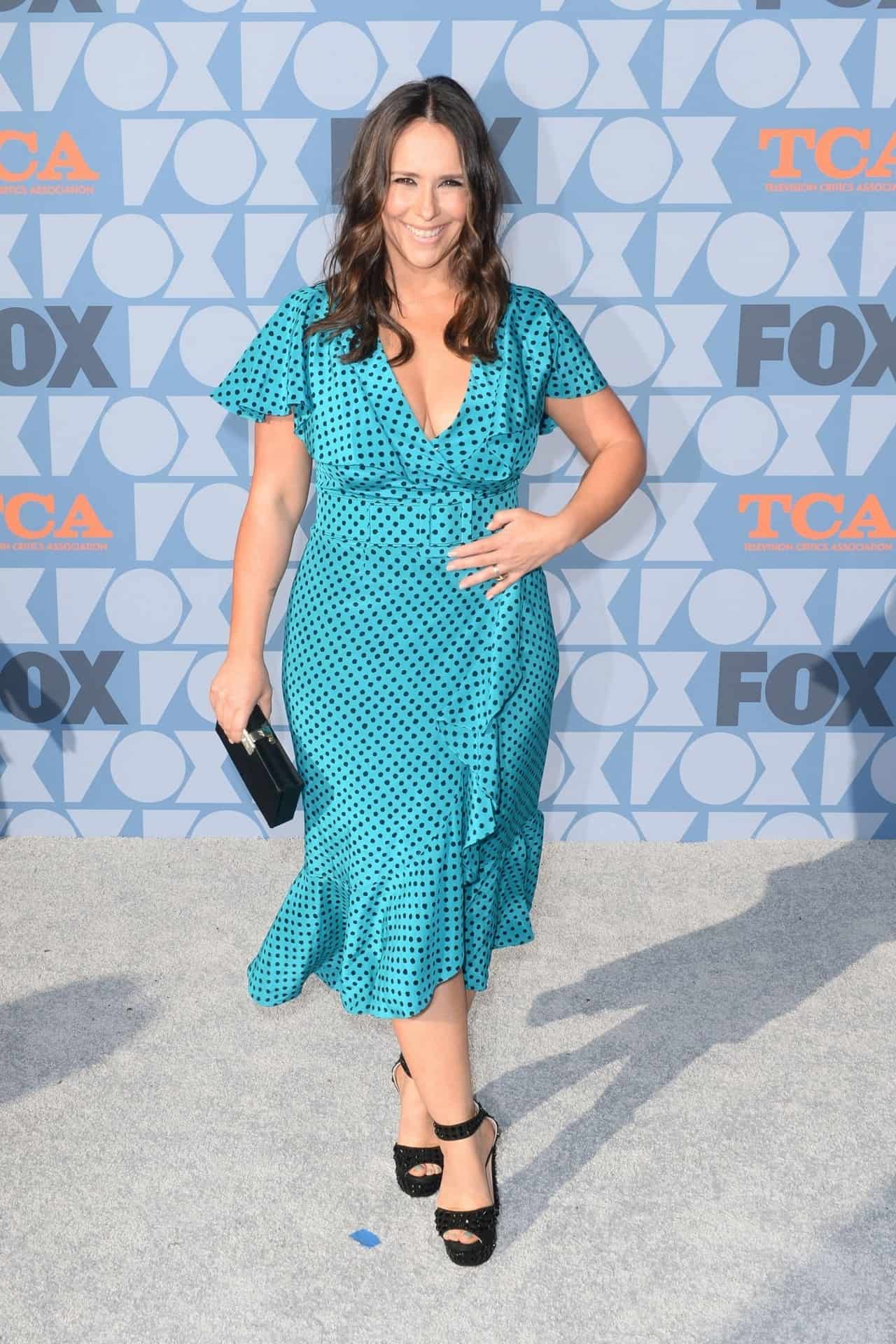 Jennifer Love Hewitt in Turquoise Polka Dot Dress at Fox's All-Star Party