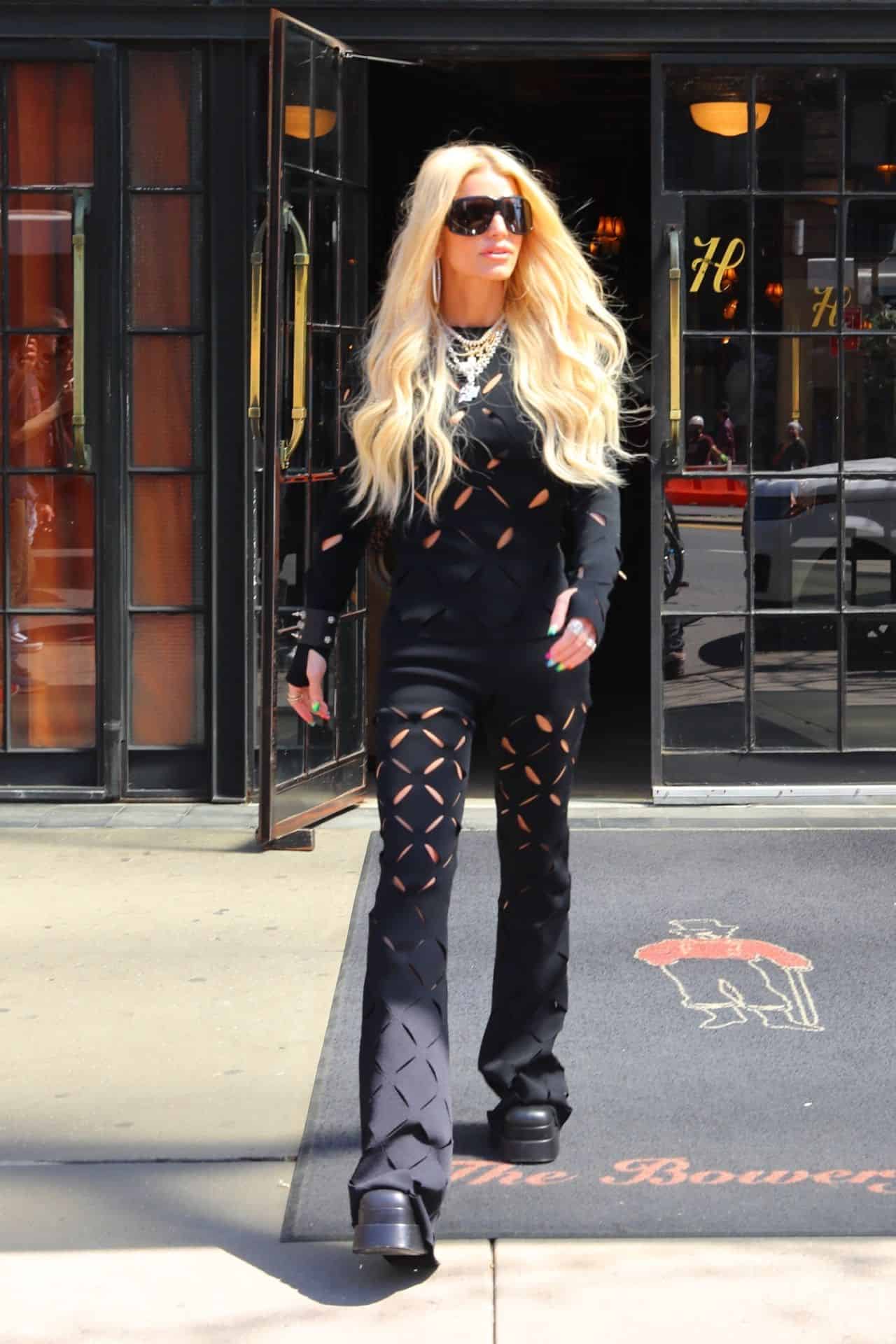 Jessica Simpson Looks Chic in an Edgy All-Black Outfit in NY