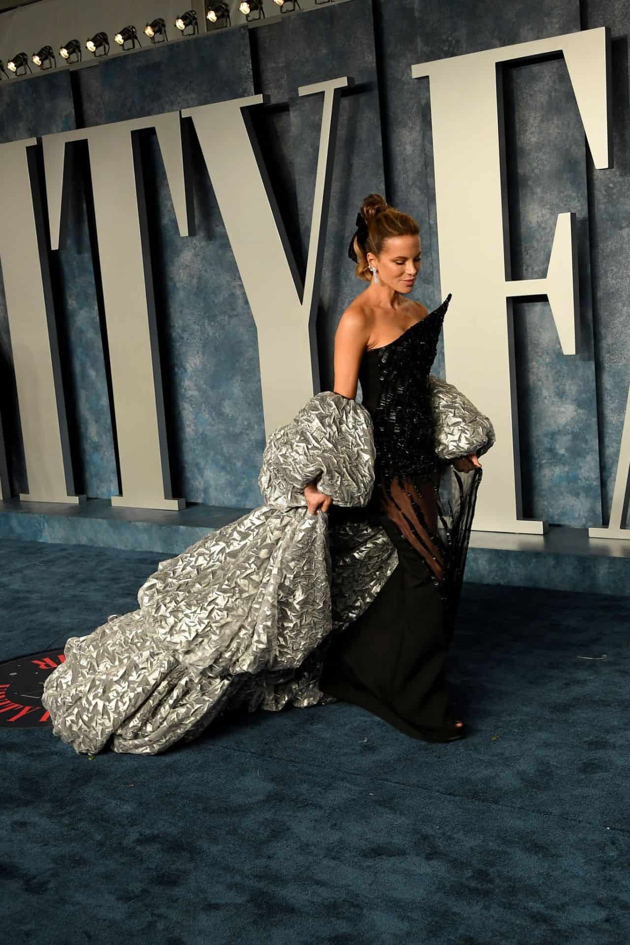 Kate Beckinsale in Semi-Sheer Gown at the 2023 Vanity Fair Oscars Party
