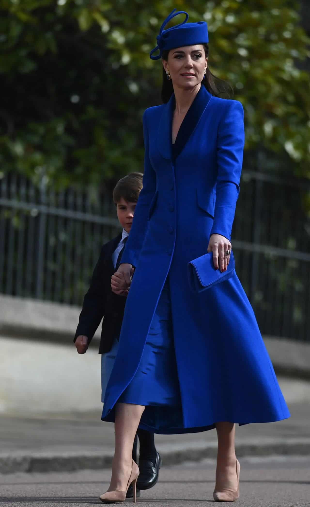 Kate Middleton Stuns in Blue Coat for Easter Sunday Celebrations