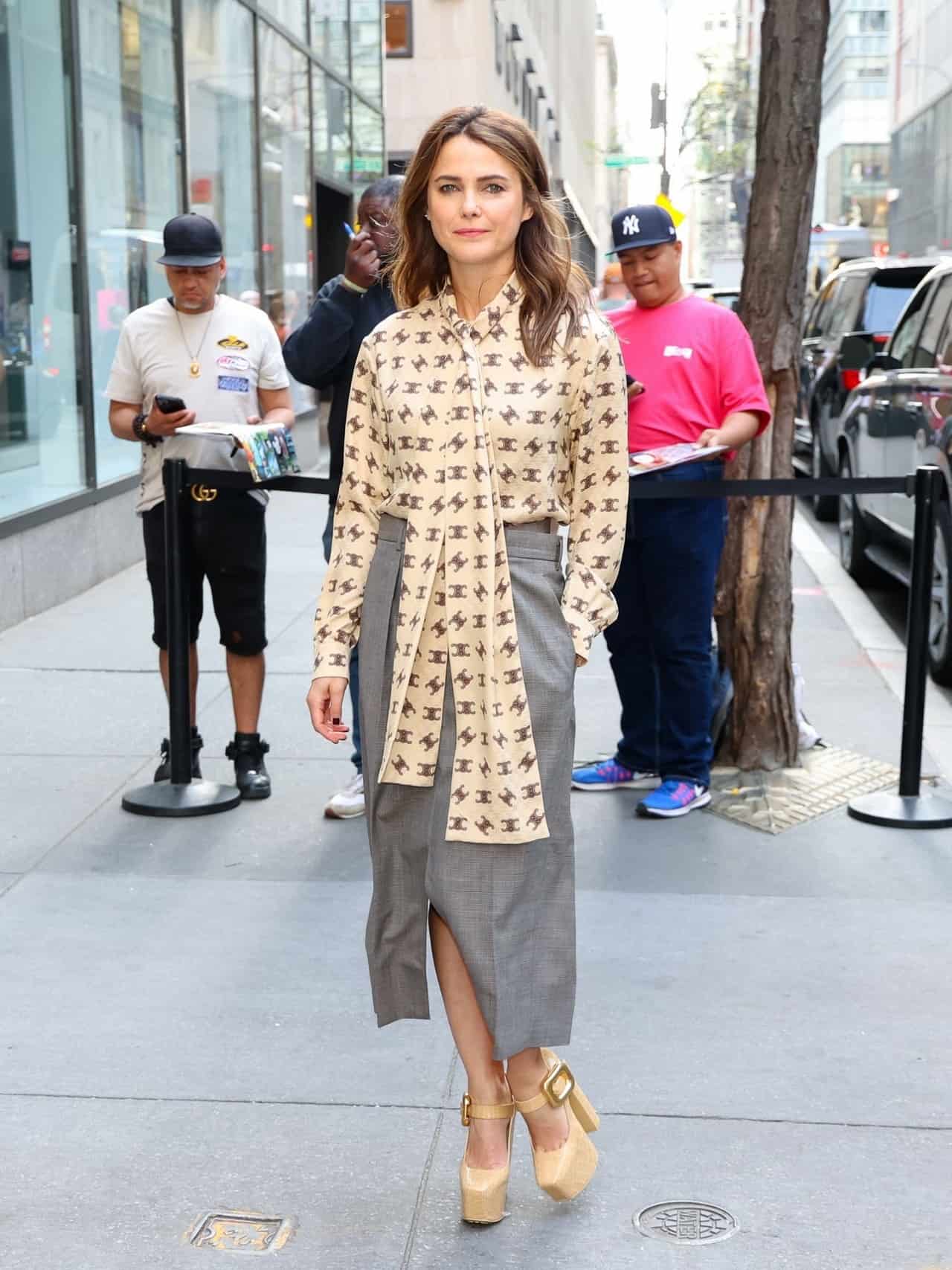 Keri Russell Promotes The Diplomat in Chic Style at Today Studios NYC