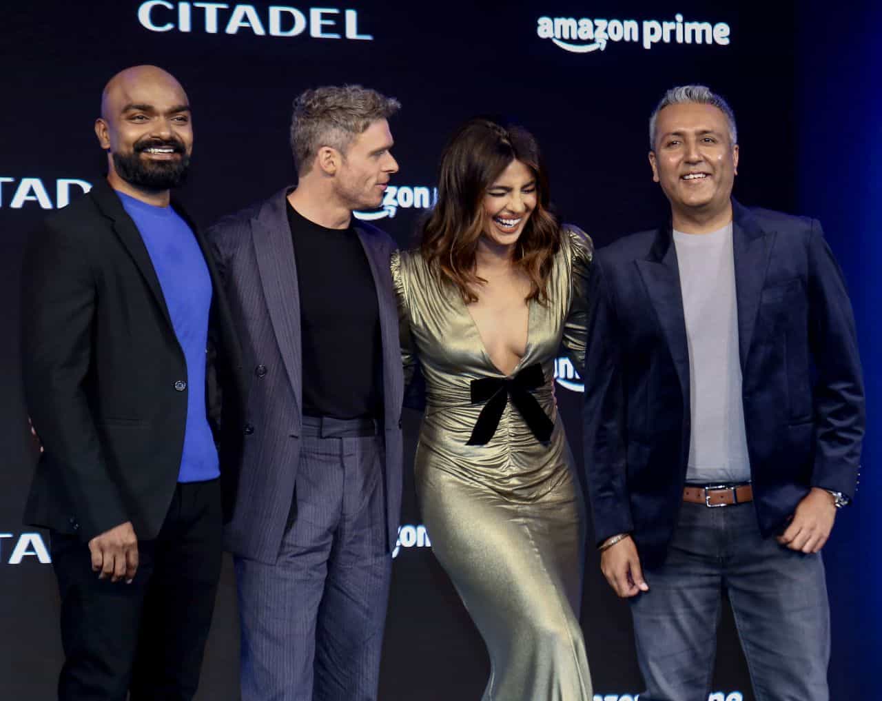 Priyanka Chopra in Gold Dress for "Citadel" Press Conference