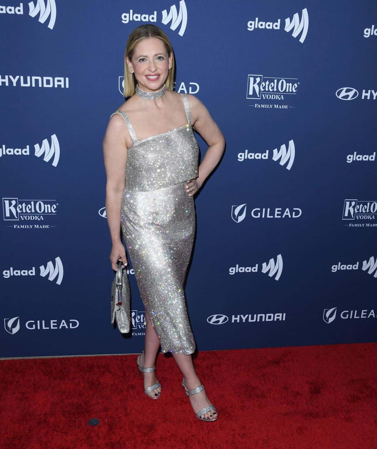 Sarah Michelle Gellar Glows in Silver Dress at GLAAD Media Awards 2023