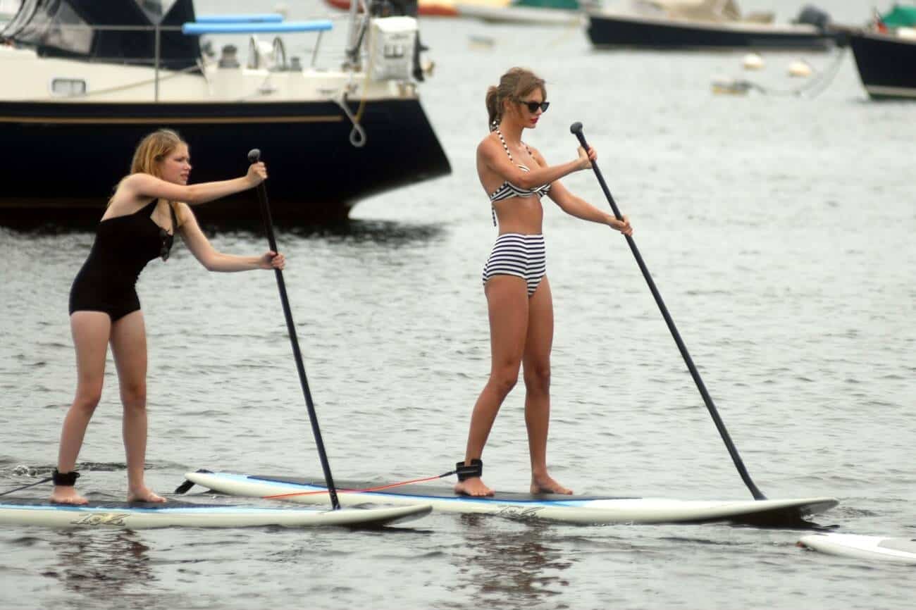 Taylor Swift Looks Radiant in a Black and White Striped Bikini