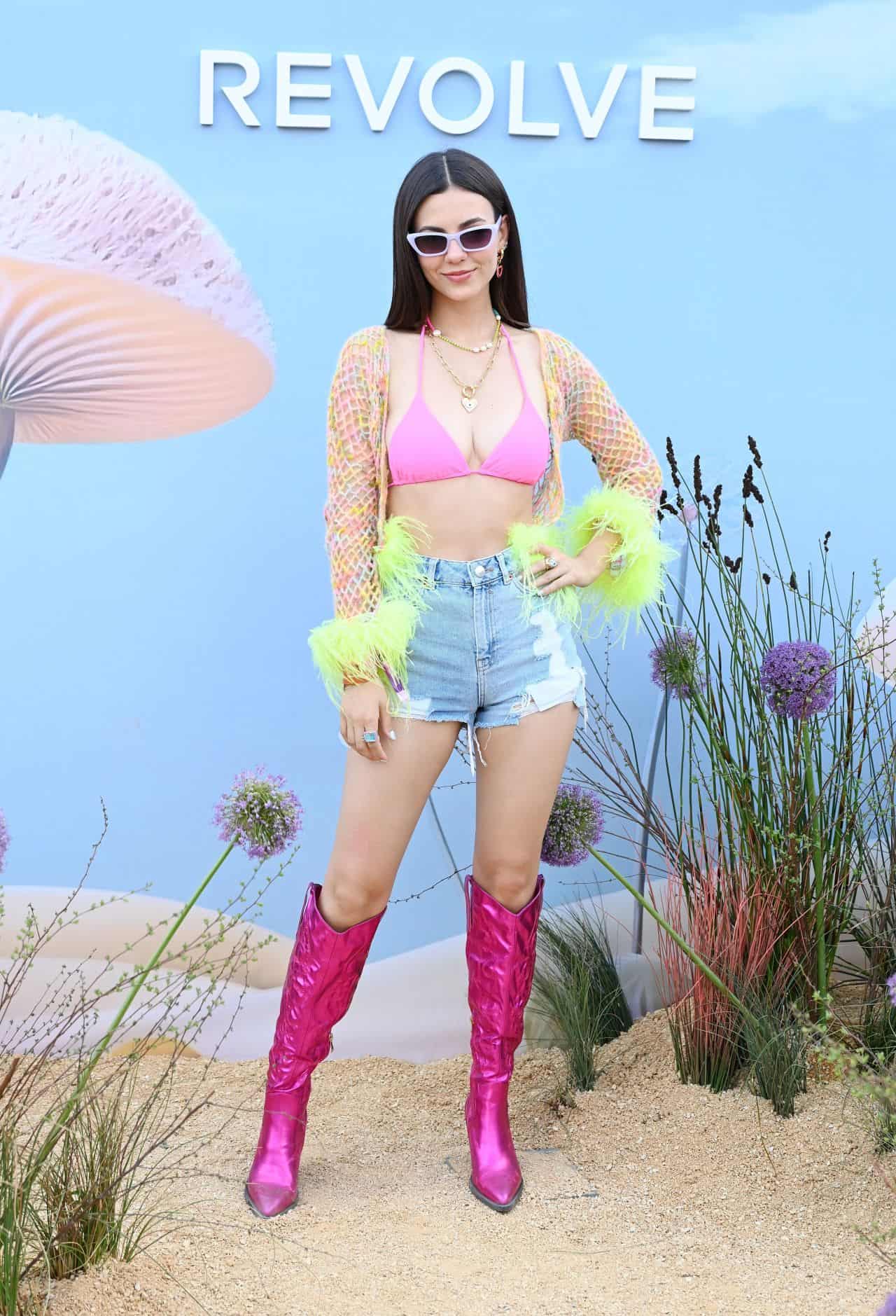 Victoria Justice Posing at Revolve Festival 2023 During Coachella