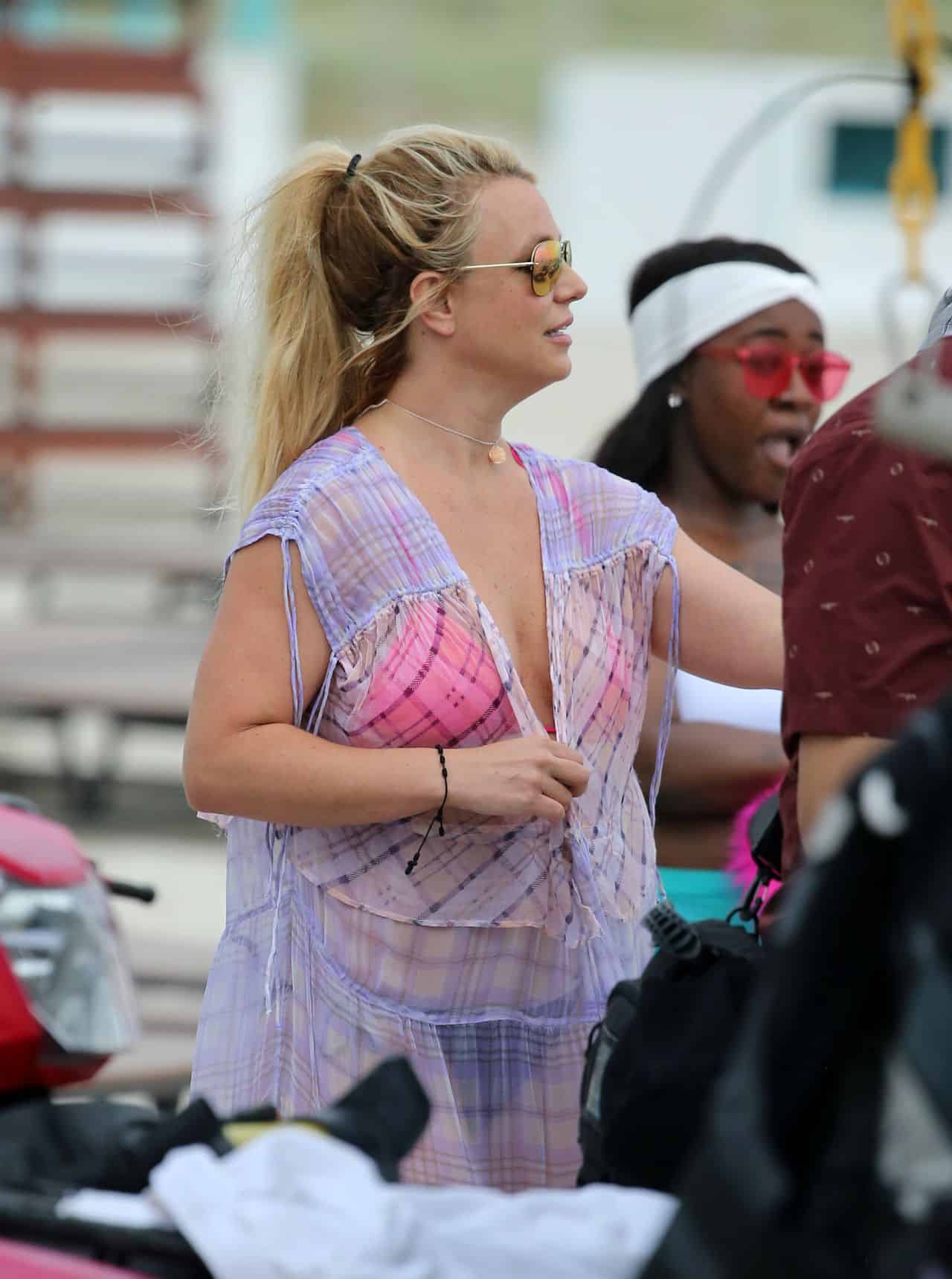Britney Spears Stuns in Shakti Bikini with Sheer Cover-Up at Miami Beach