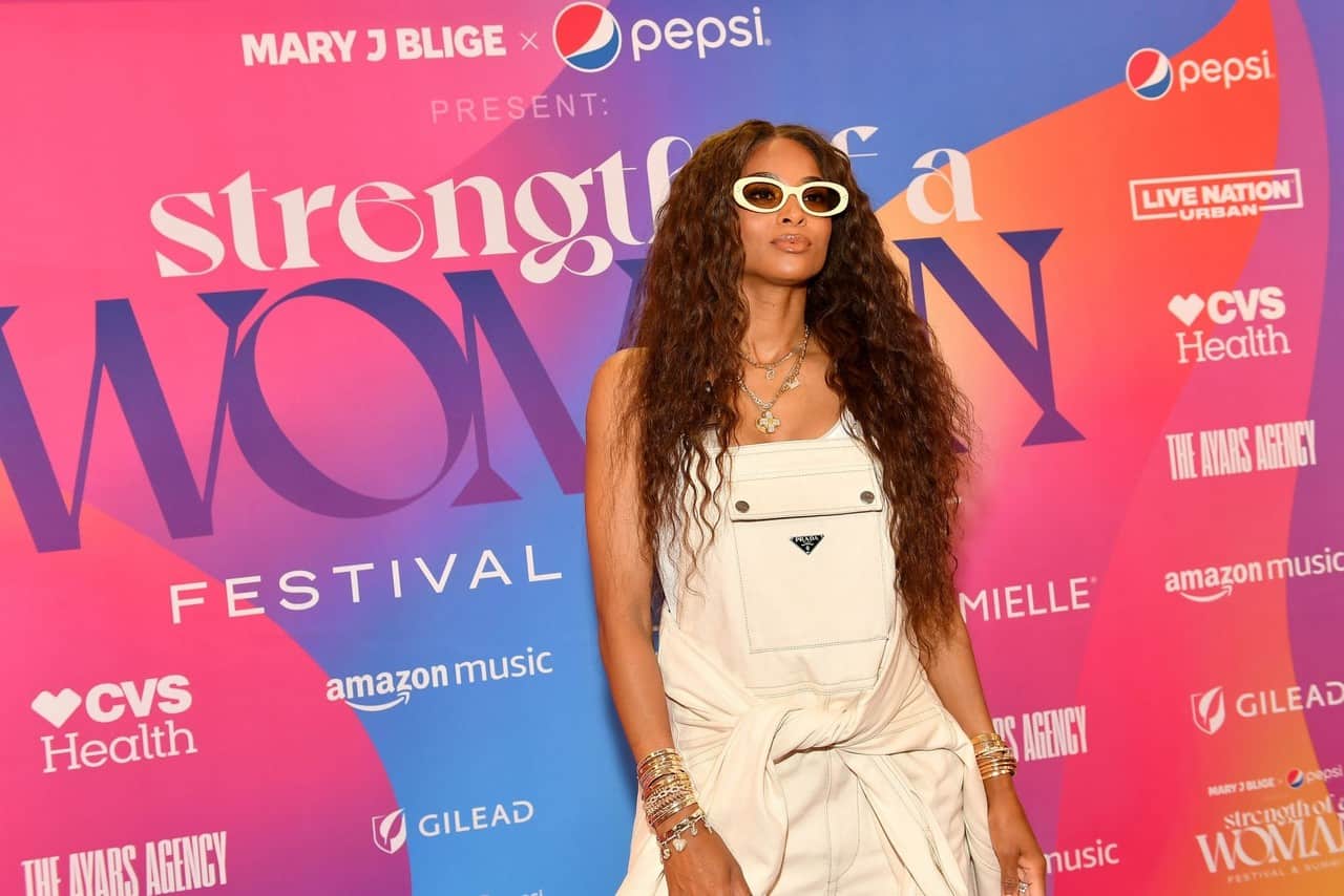 Ciara Wears Prada Overalls at the Strength of a Woman Festival and Summit