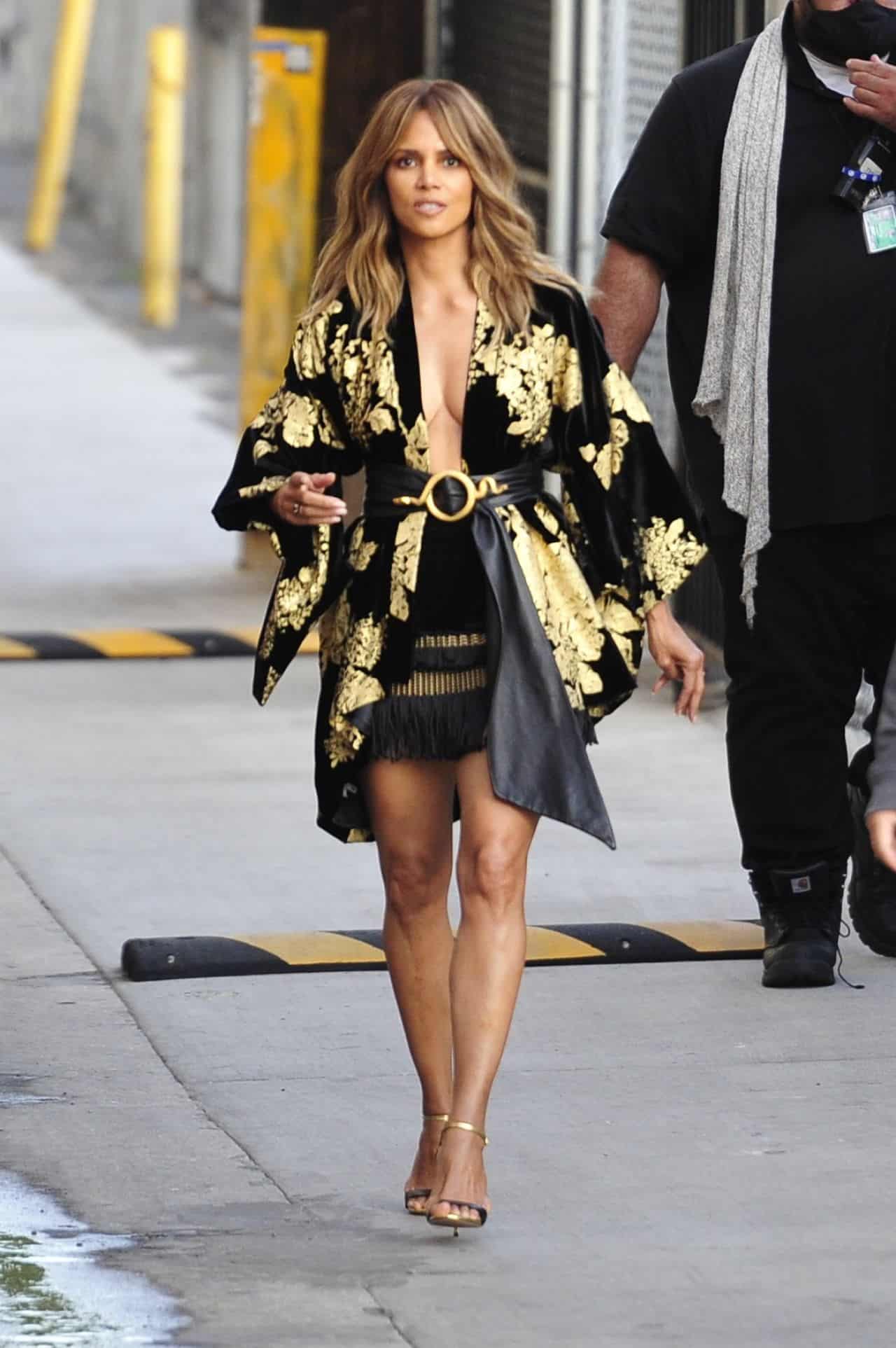 Halle Berry Looks Incredible in Caftan Mini Dress at Jimmy Kimmel Live