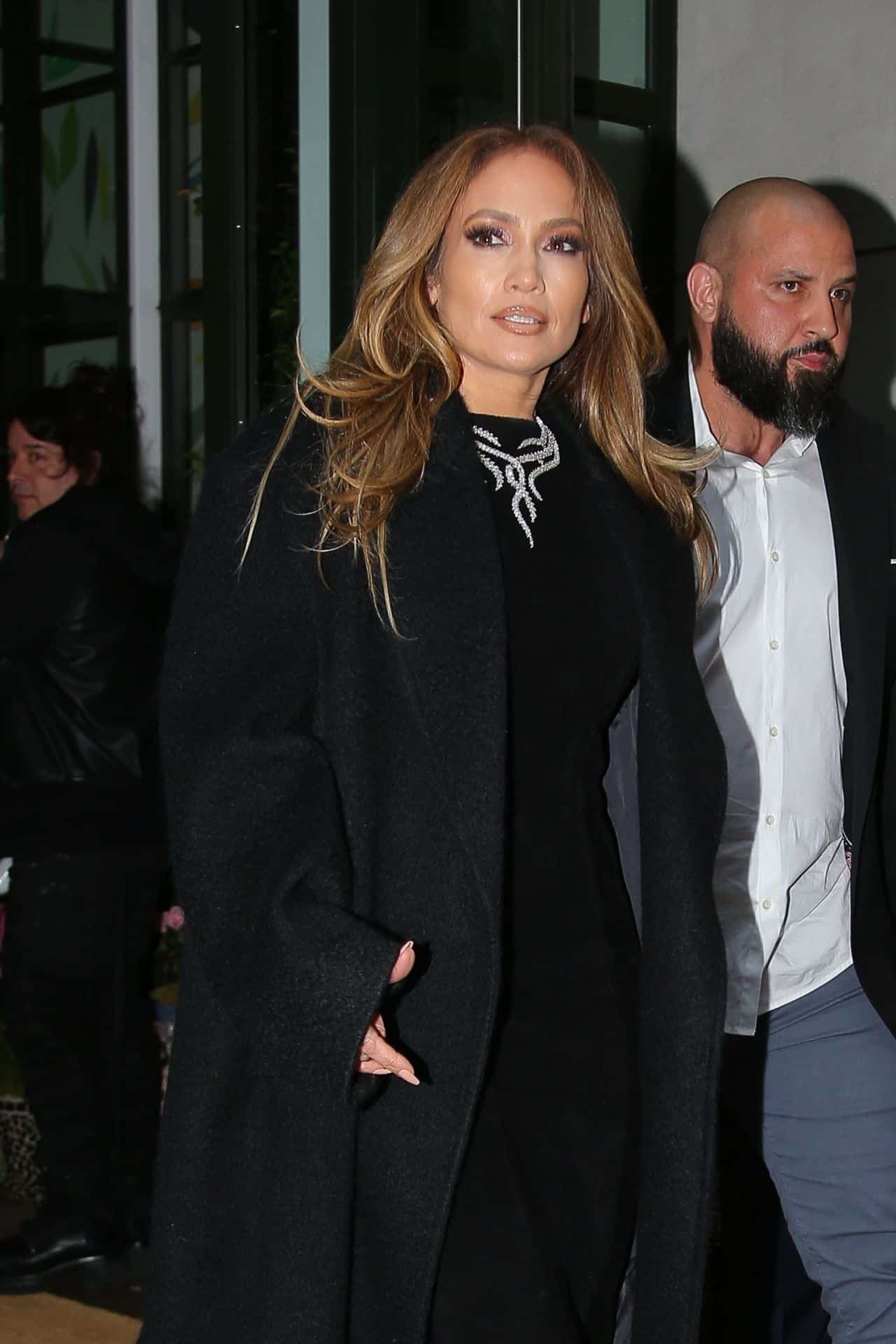 Jennifer Lopez in Amazing Black Versace Dress at "The Mother" Screening