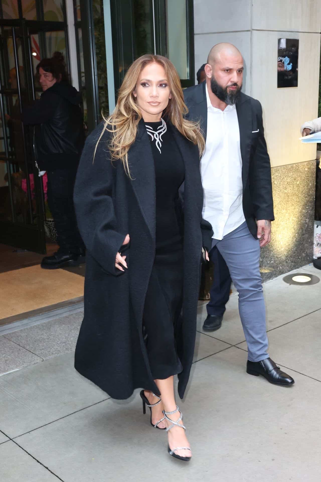 Jennifer Lopez in Amazing Black Versace Dress at "The Mother" Screening