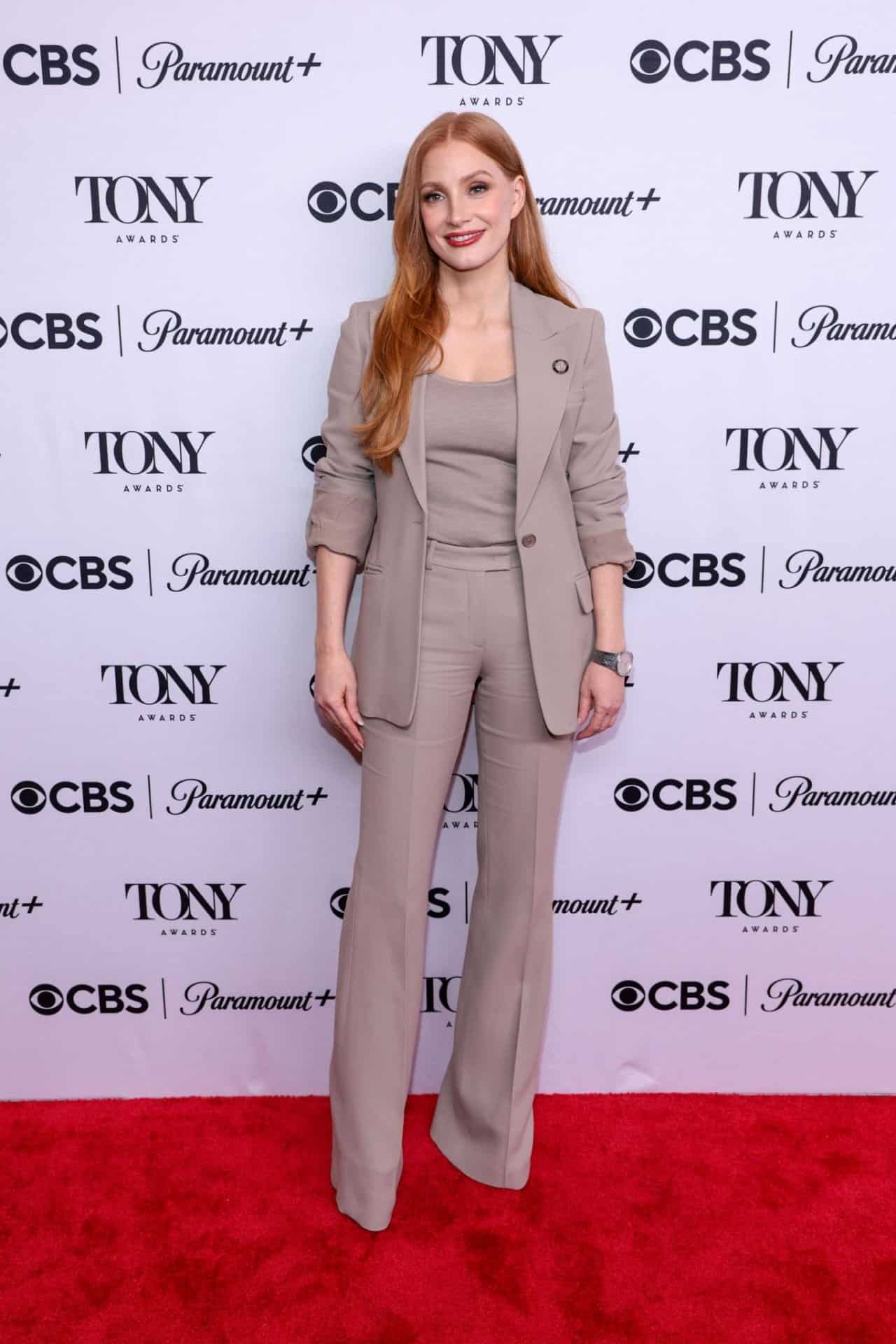 Jessica Chastain Shines at Tony Awards Meet The Nominees Press Event