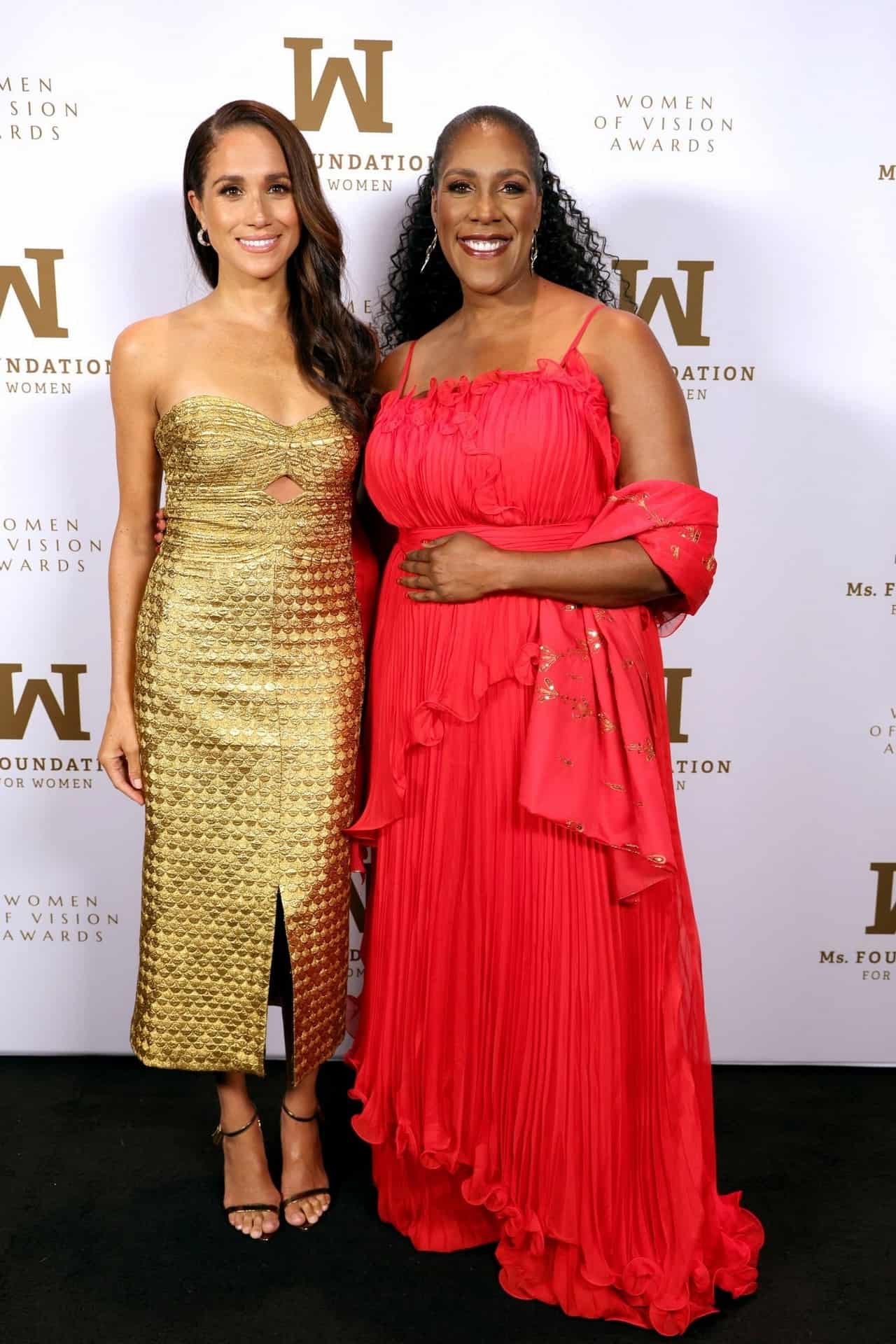 Meghan Markle Dazzles in Gold Dress at the 2023 Women of Vision Awards