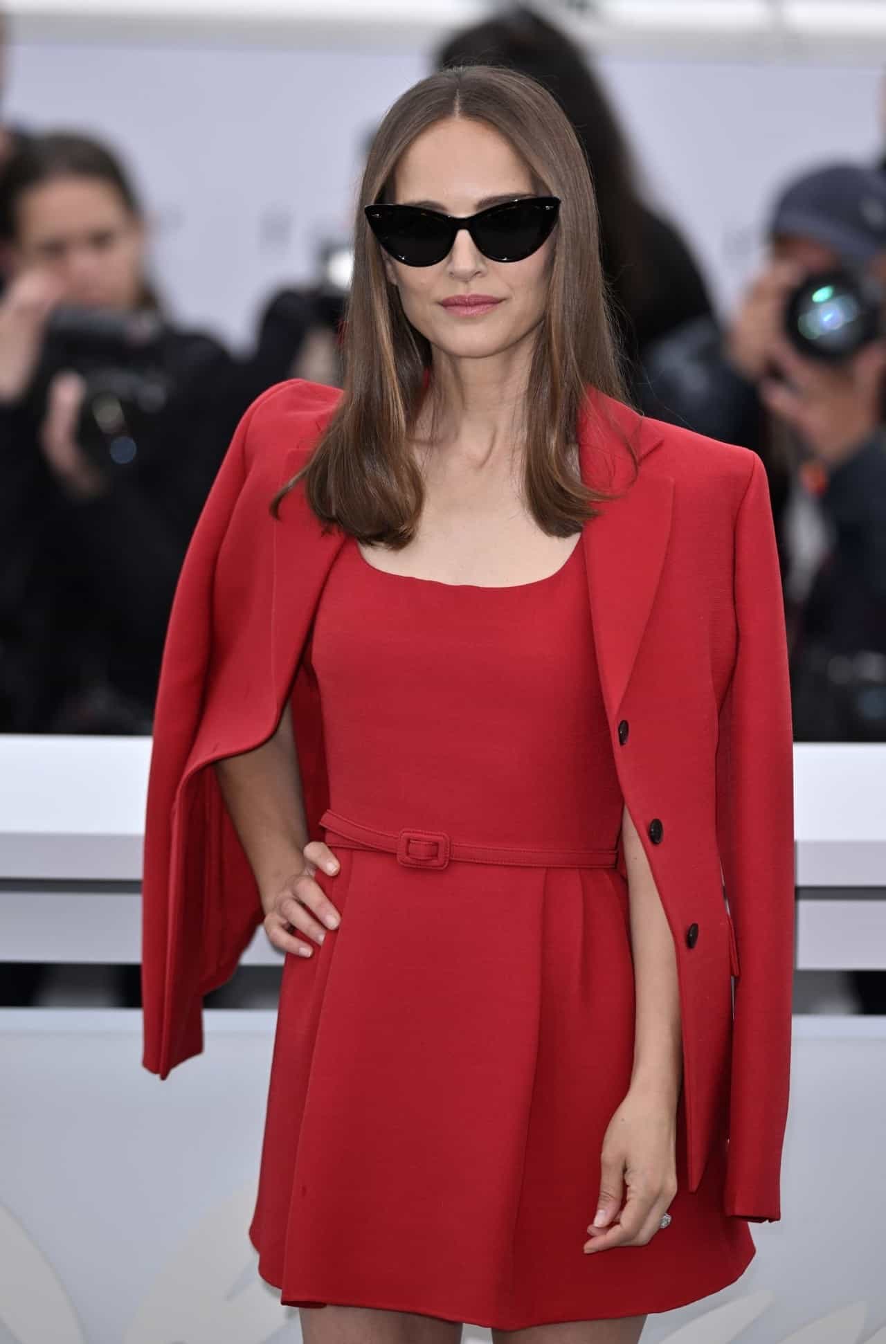 Natalie Portman in a Vibrant Red Dior Outfit at the Cannes Film Festival