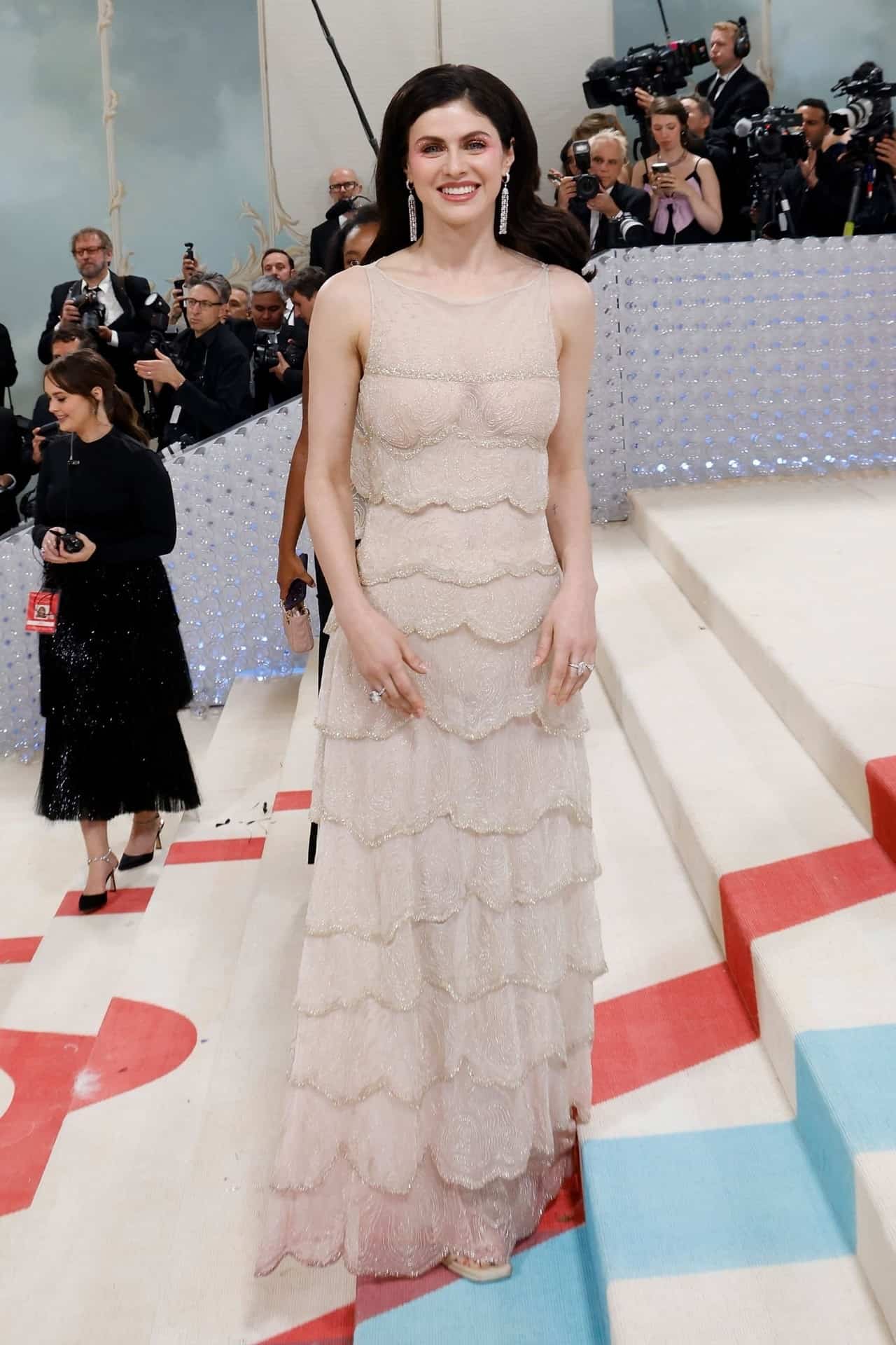 Alexandra Daddario Radiates Elegance at Met Gala 2023 in Sheer Dior Dress