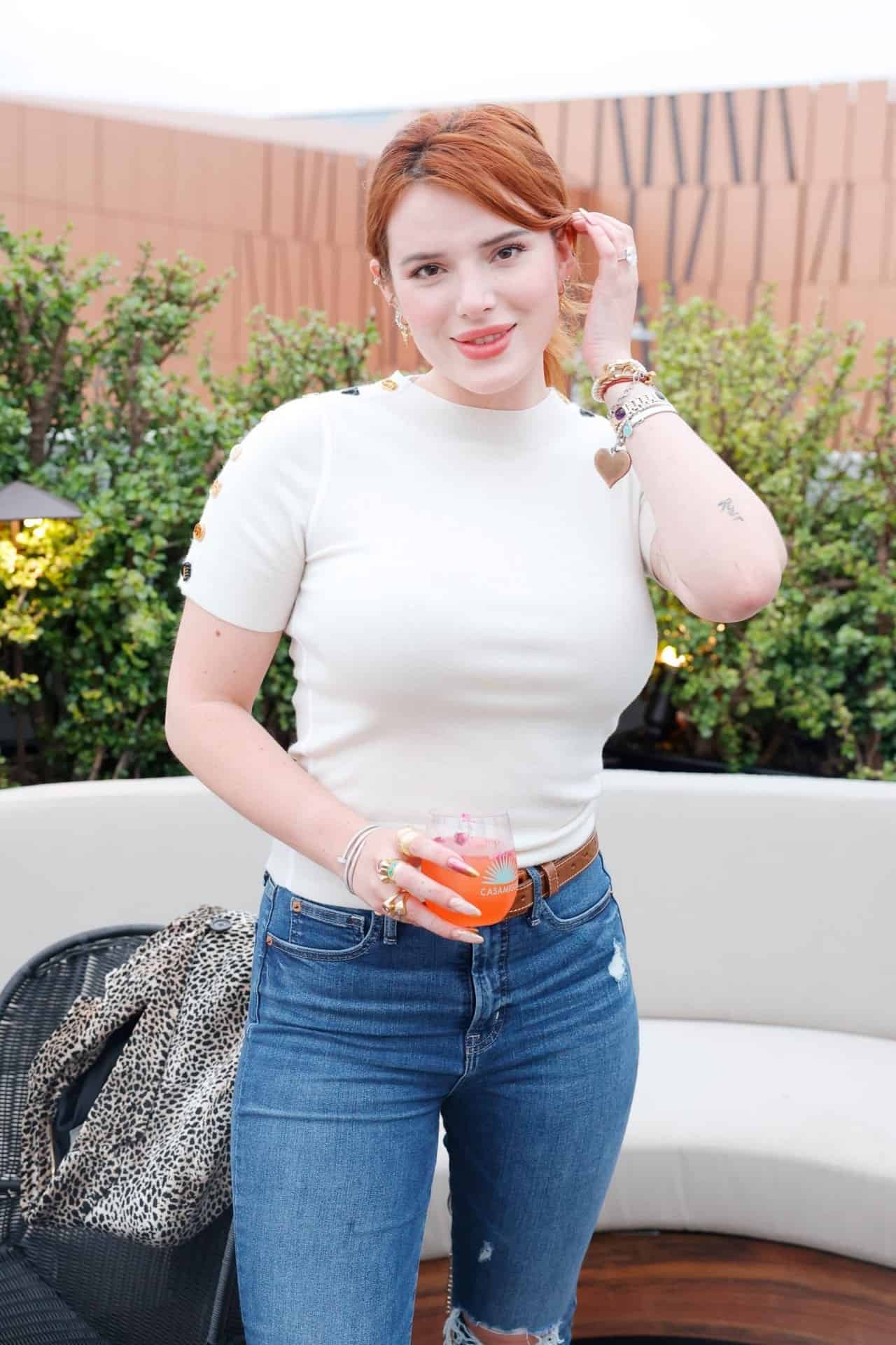 Bella Thorne in Classic Chic Attire at the Fluid App Launch Party