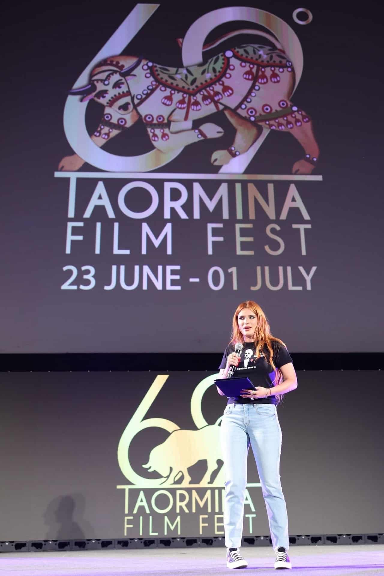 Bella Thorne Wearing a Casual Outfit at the 69th Taormina Film Festival