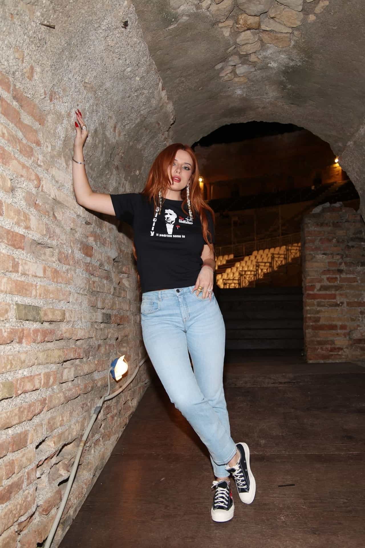 Bella Thorne Wearing a Casual Outfit at the 69th Taormina Film Festival