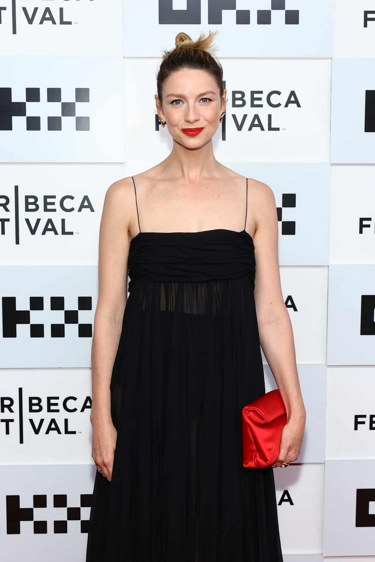 Caitriona Balfe Attends the 2023 Tribeca Film Festival in a Tulle Dress