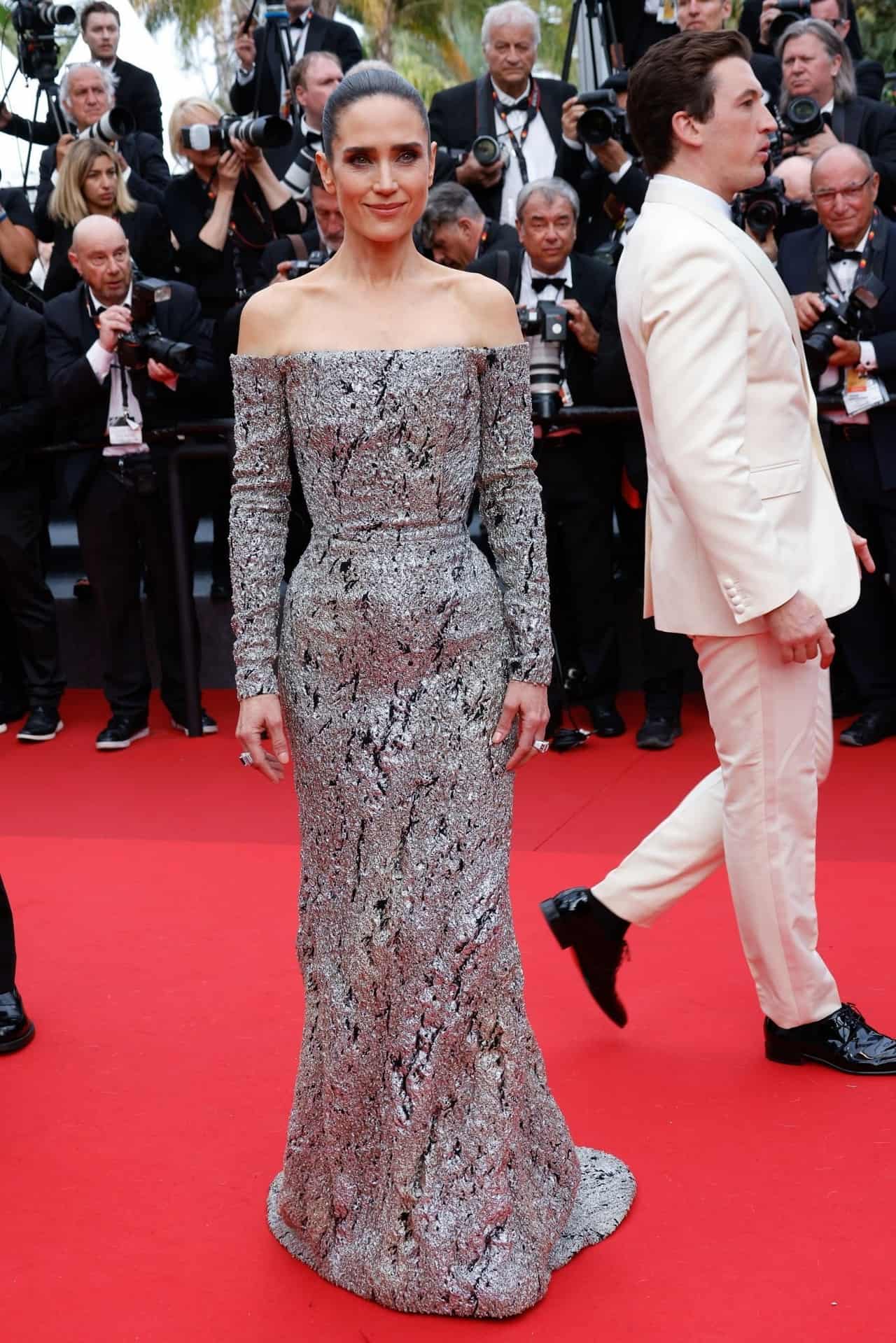 Jennifer Connelly Exudes Glamour in Silver Dress at Cannes Film Festival