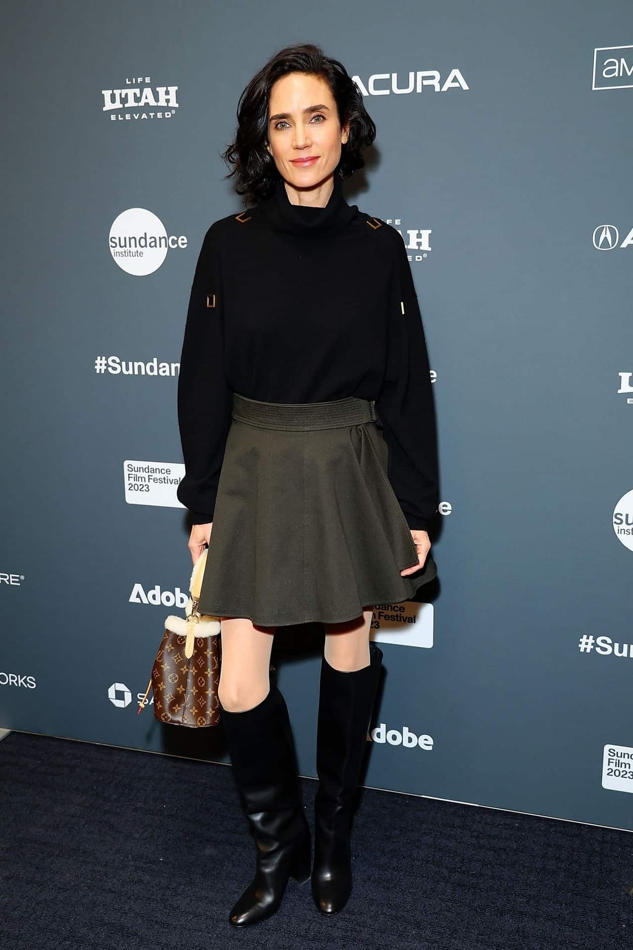 Jennifer Connelly Stuns in Mini Skirt and Sweater at Sundance Film Festival