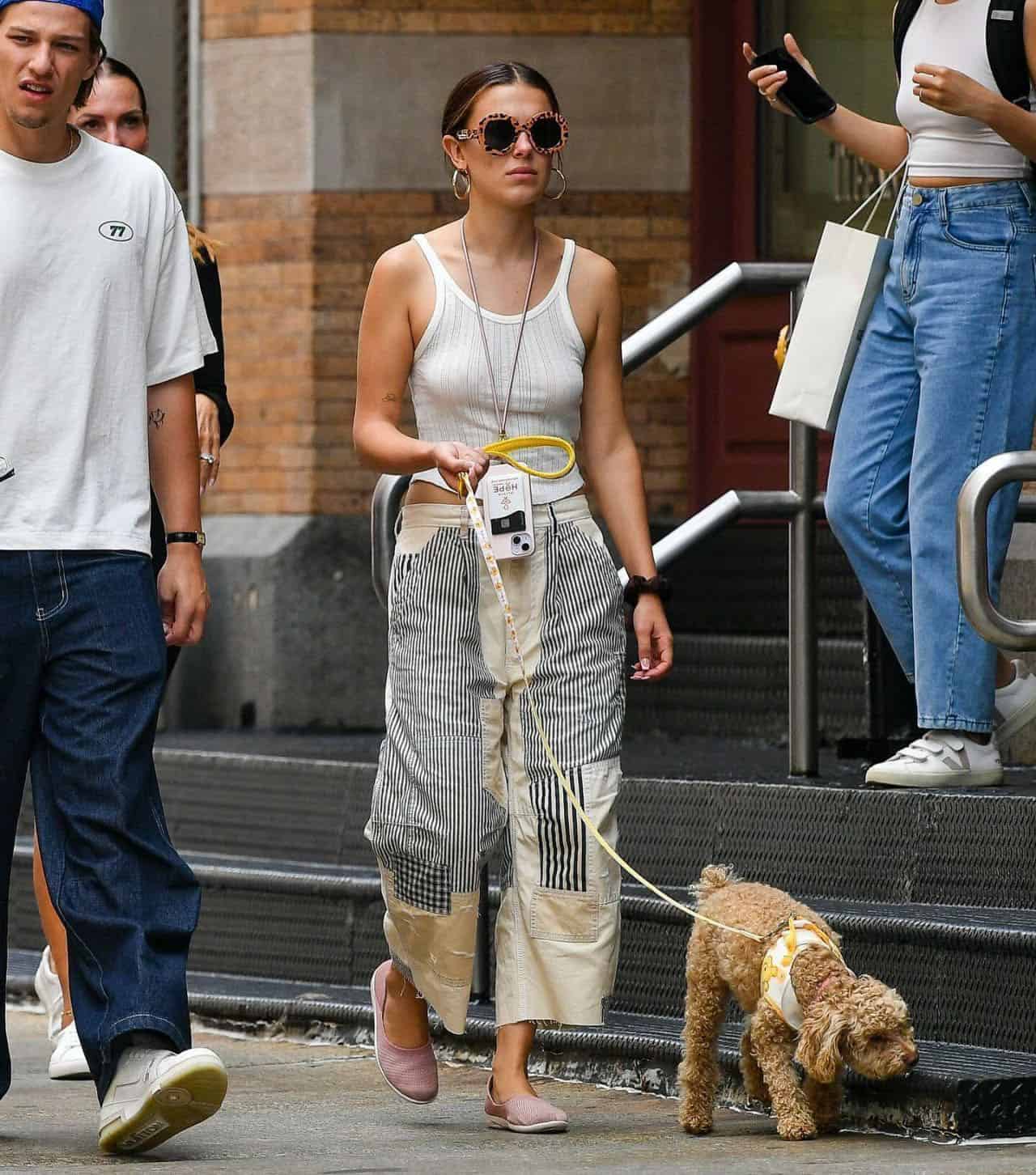 Millie Bobby Brown and Jake Bongiovi Take Her Dog for a Walk in NYC