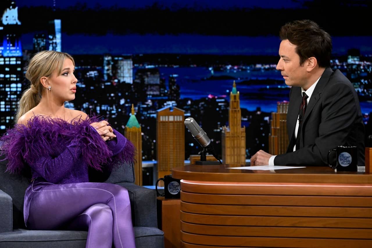 Millie Bobby Brown Models a Fun Purple Look on "The Tonight Show"