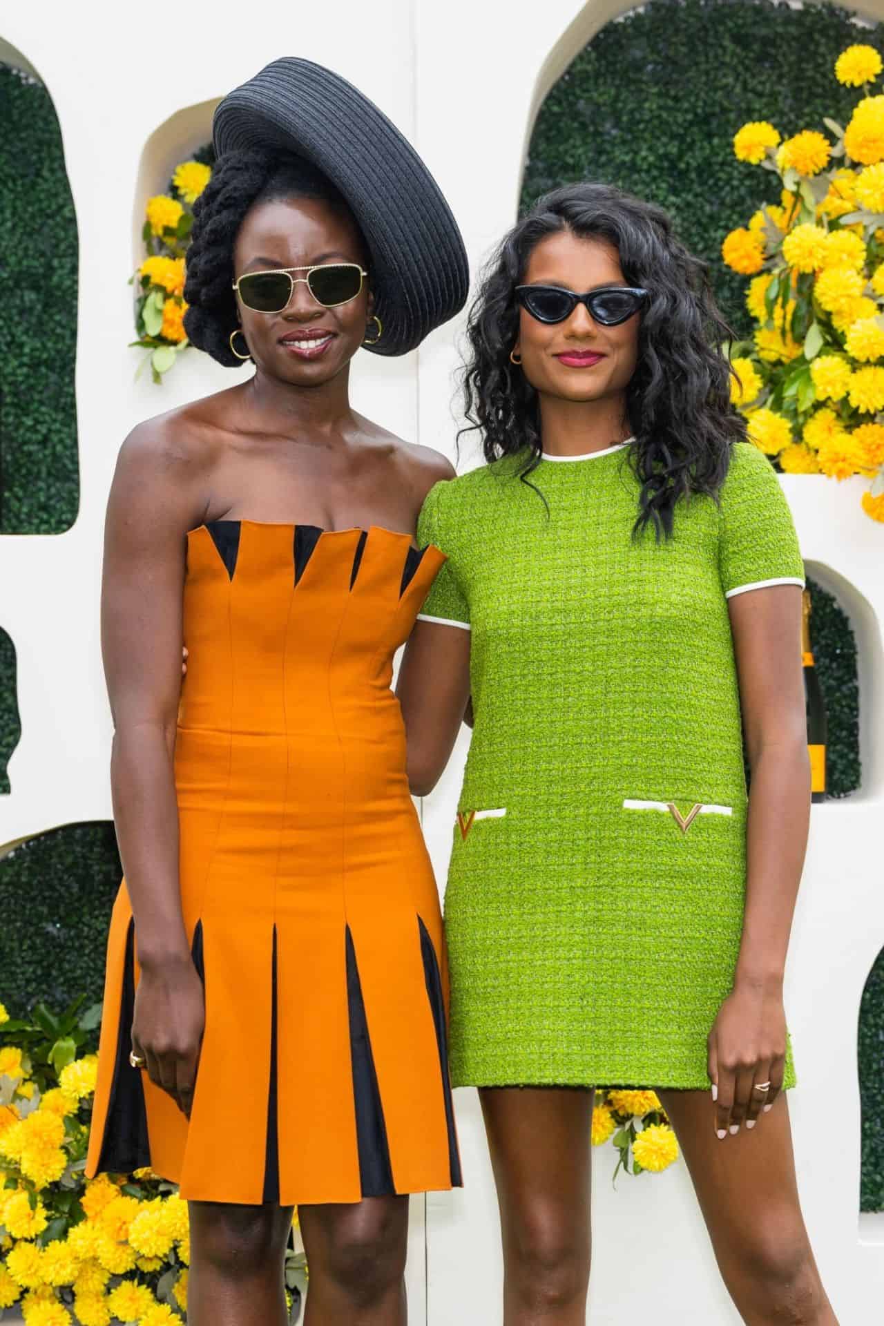 Simone Ashley Stuns in Green Tweed Valentino Dress at VC Polo Classic 2023