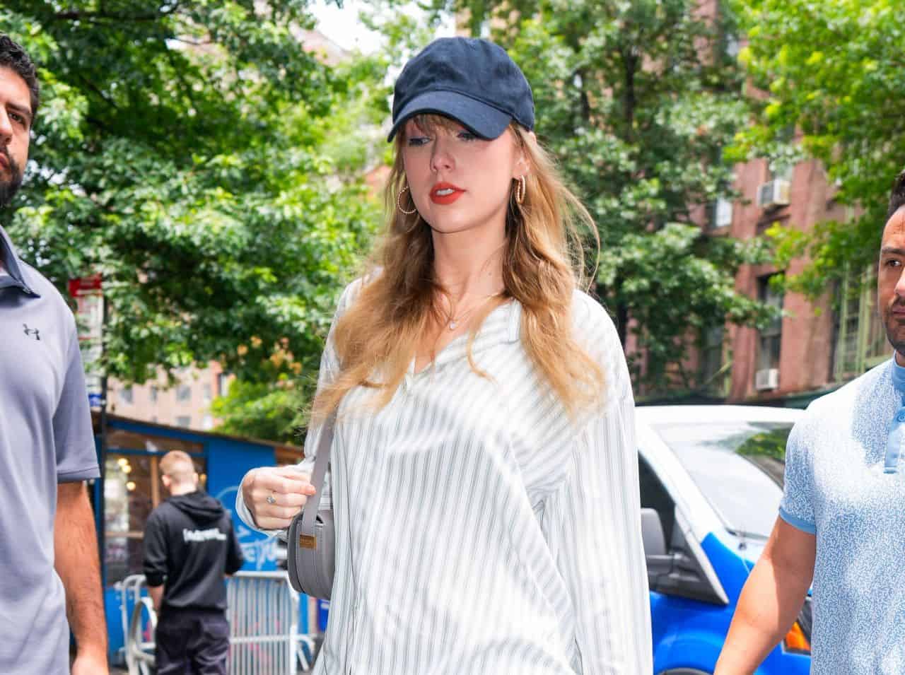 Taylor Swift Brings Summer Style with Striped Shirt and Mini Skirt in NY