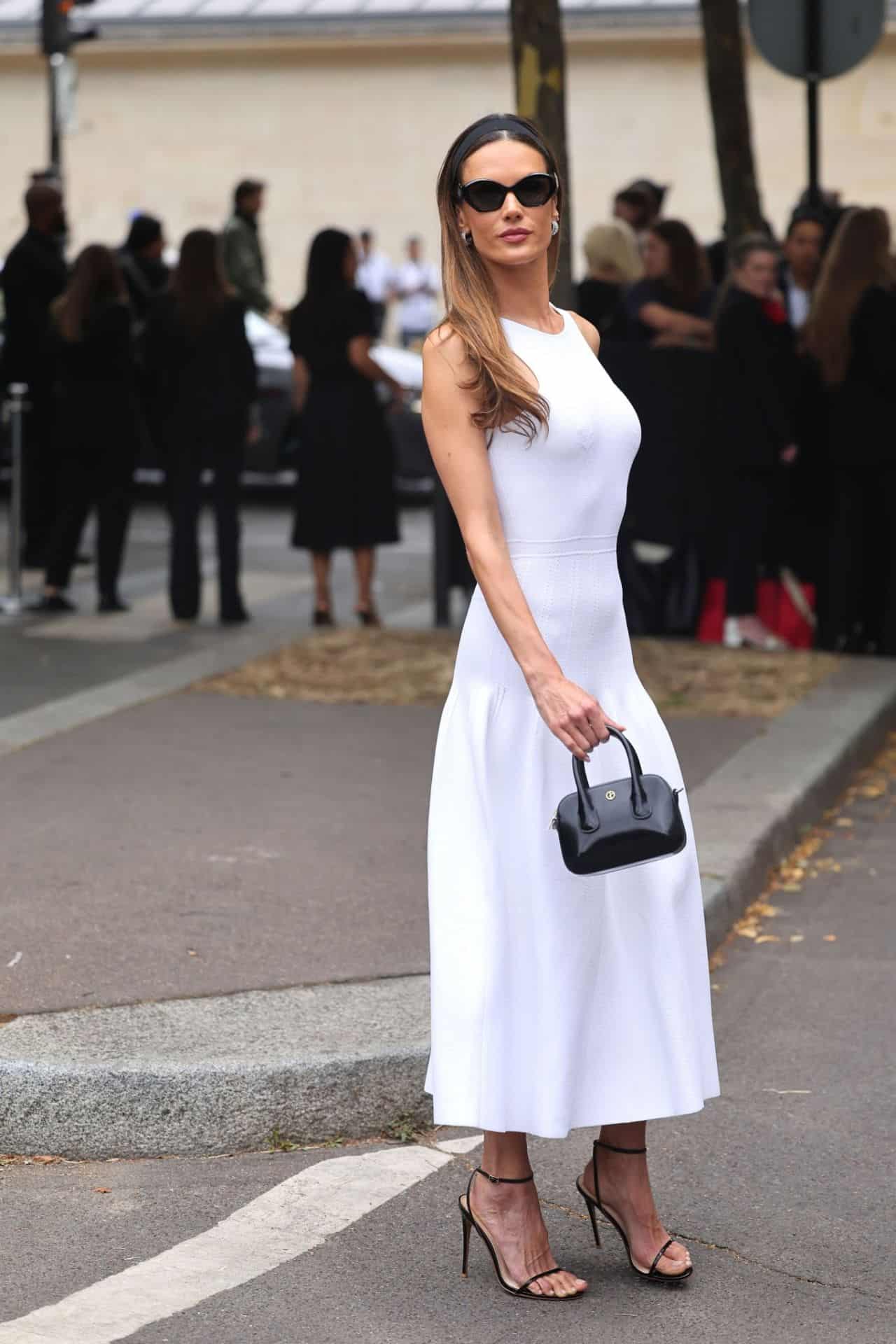 Alessandra Ambrosio Serves Chic in White at Giorgio Armani PFW 2023