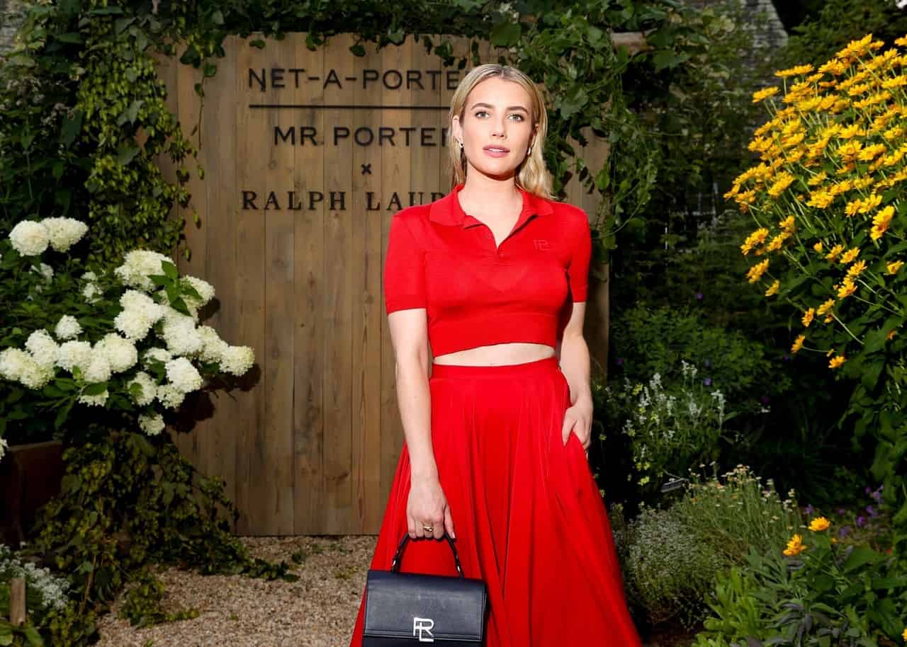 Emma Roberts Turns Heads in Crimson Cropped Polo Top and Maxi Skirt