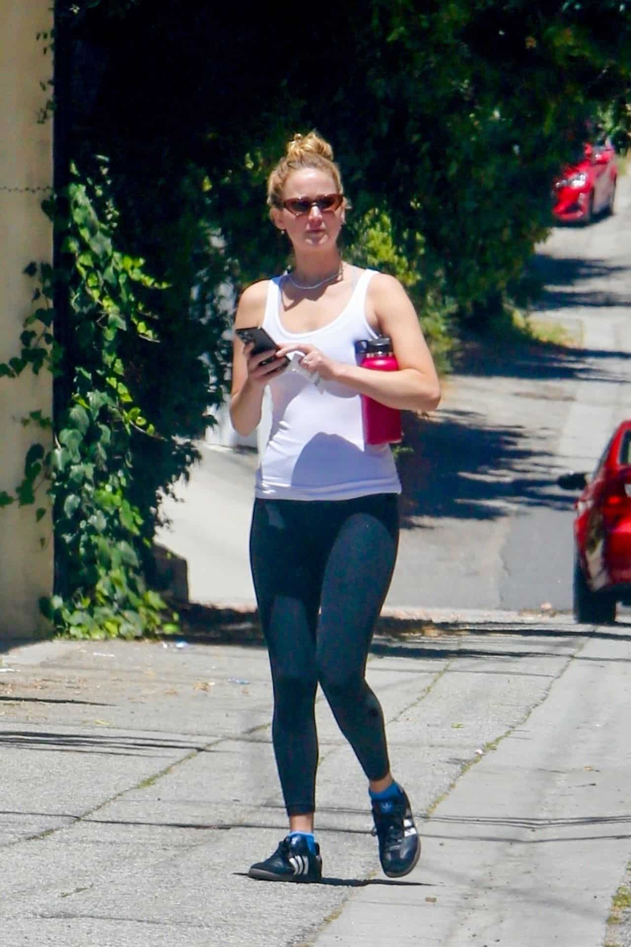 Jennifer Lawrence Flaunts Toned Physique on Her Way to Workout Class
