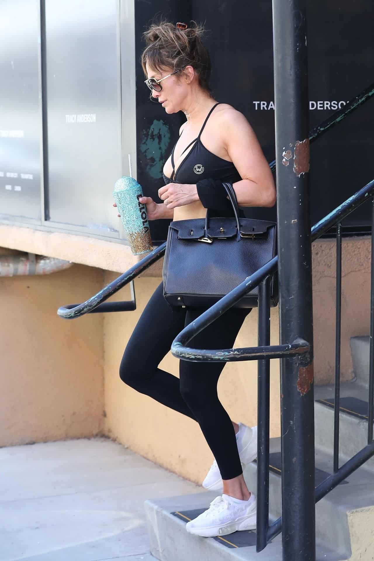 Jennifer Lopez Displays Her Toned Figure in Tiny Bra Top After Gym Workout