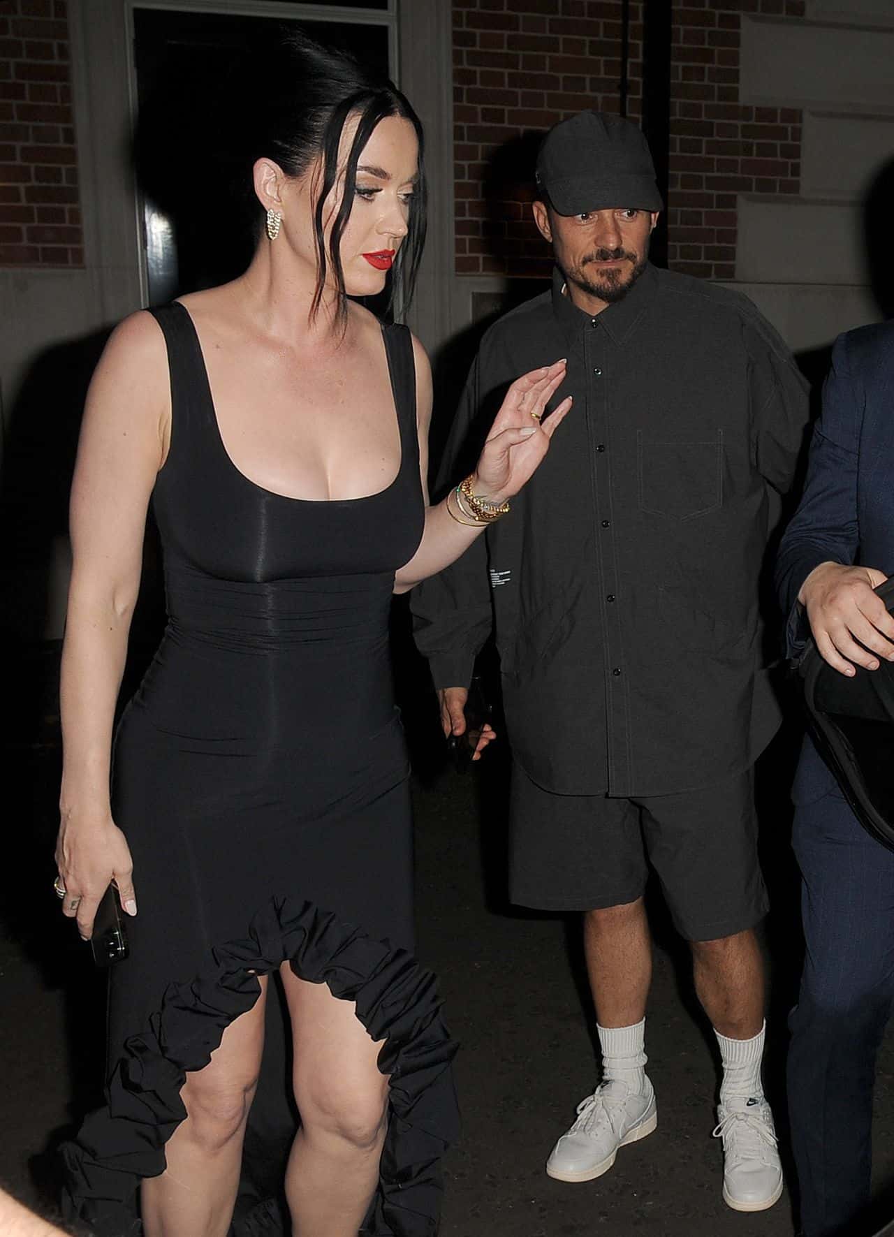 Katy Perry Steals the Show in Plunging Black Dress on Date Night in London