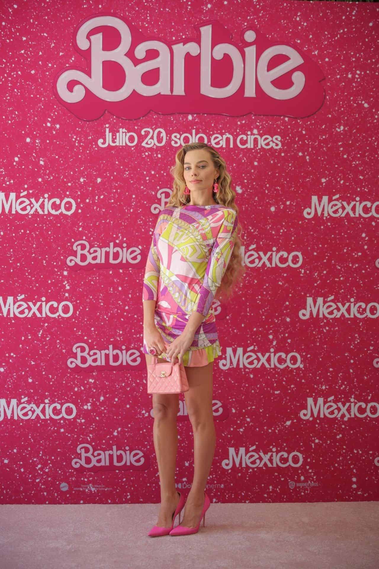 Margot Robbie Channels Barbie in Pucci Minidress and Neon Pink Pumps
