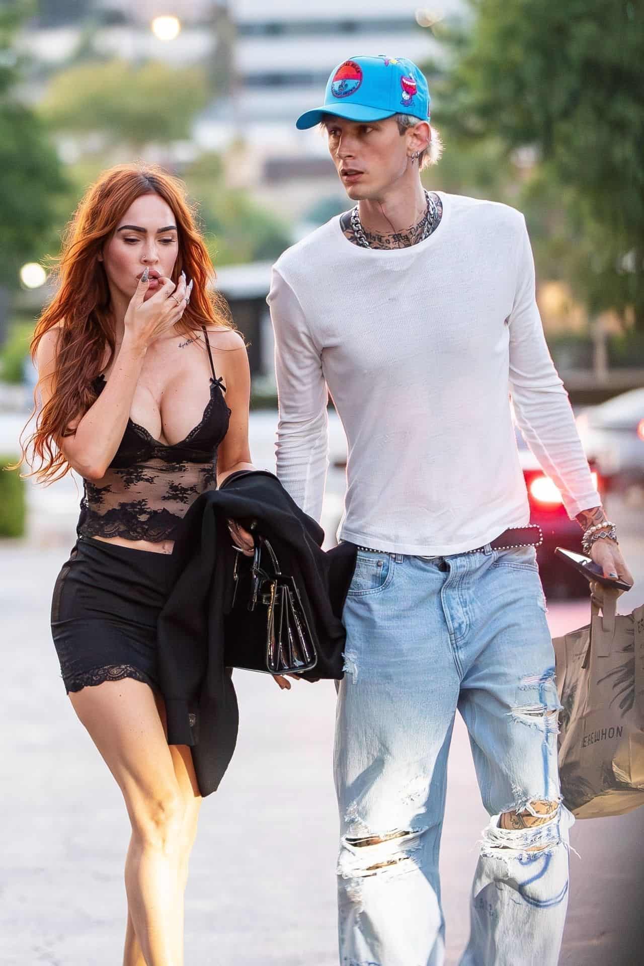 Megan Fox Puts on a Cleavage-Baring Display for Movie Date with MGK