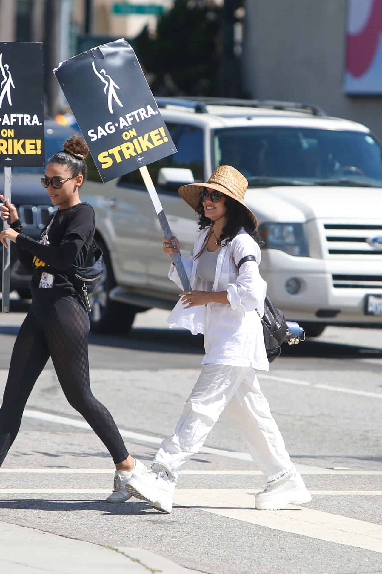 Vanessa Hudgens Joins SAG-AFTRA Strike in Chic All-White Outfit