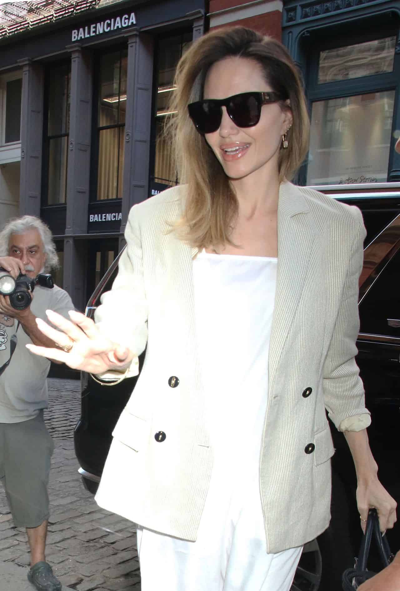 Angelina Jolie Embraces Soft Femininity in Flowing Maxi Dress in NYC