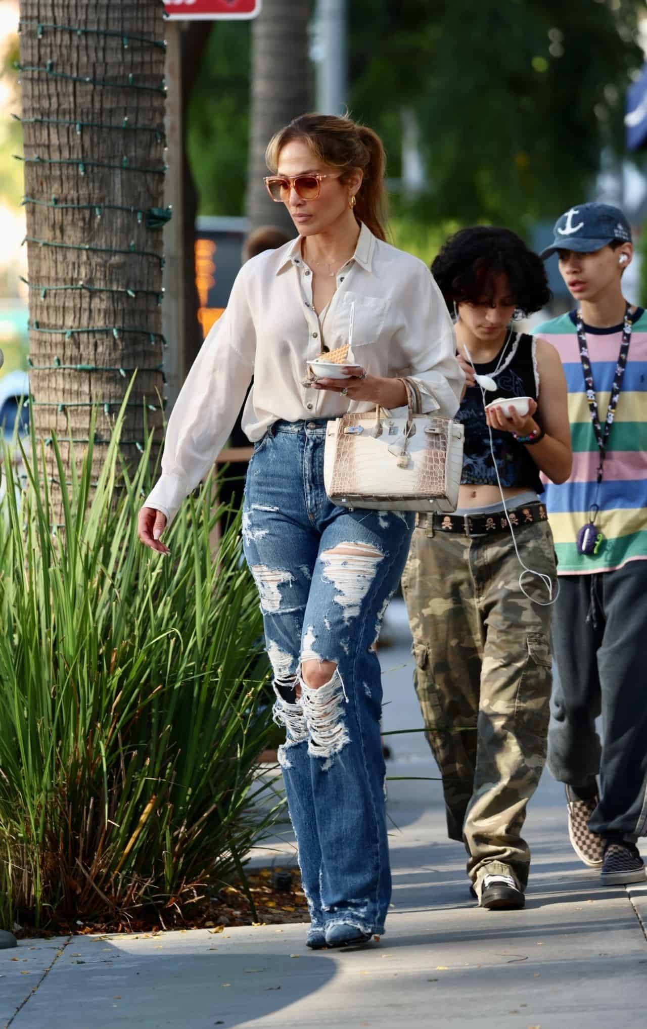 Jennifer Lopez Shows Off Ageless Beauty on Ice Cream Date with Twins