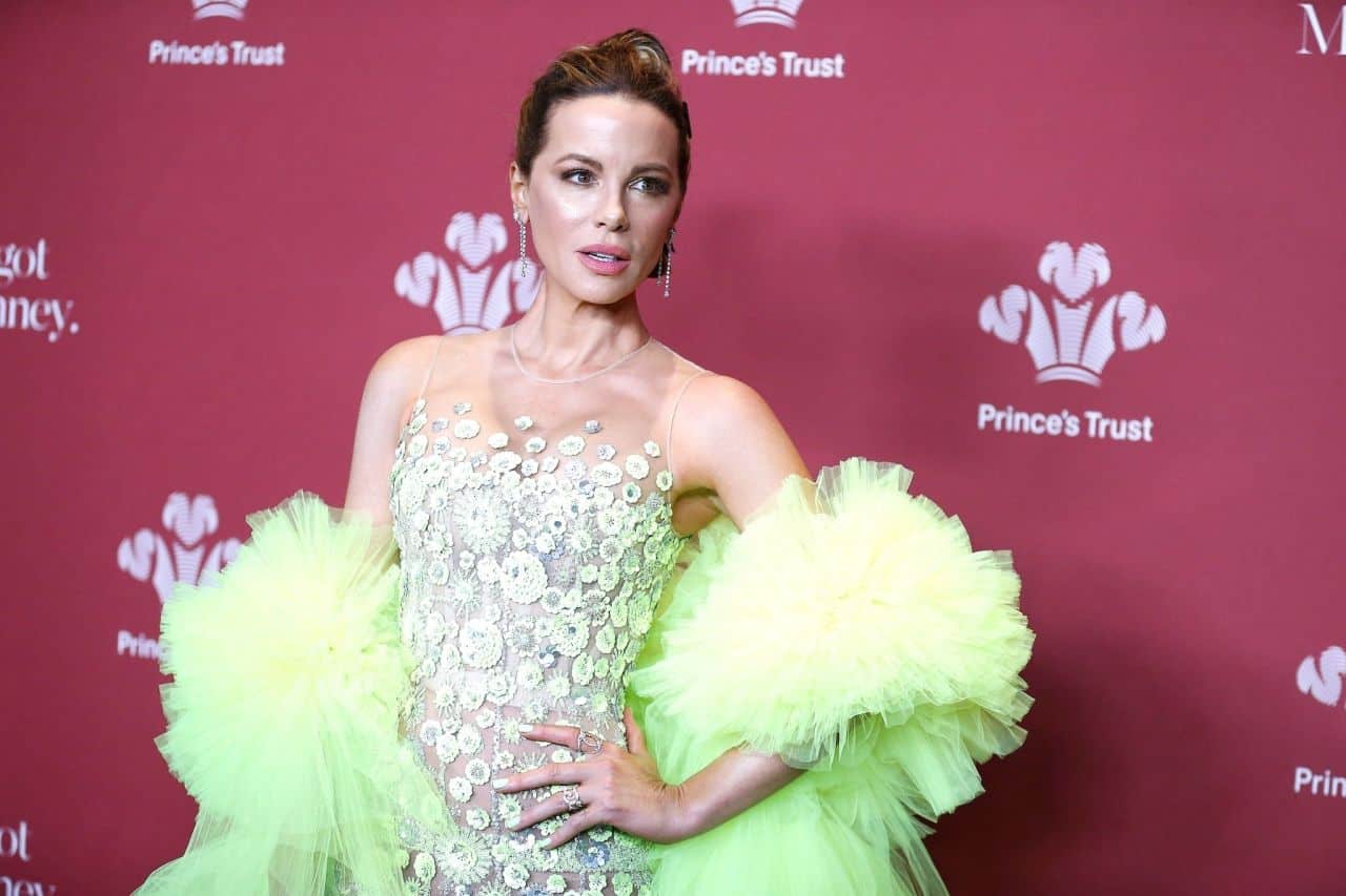Kate Beckinsale in Sheer Neon Green Dress at Prince's Trust Gala 2023