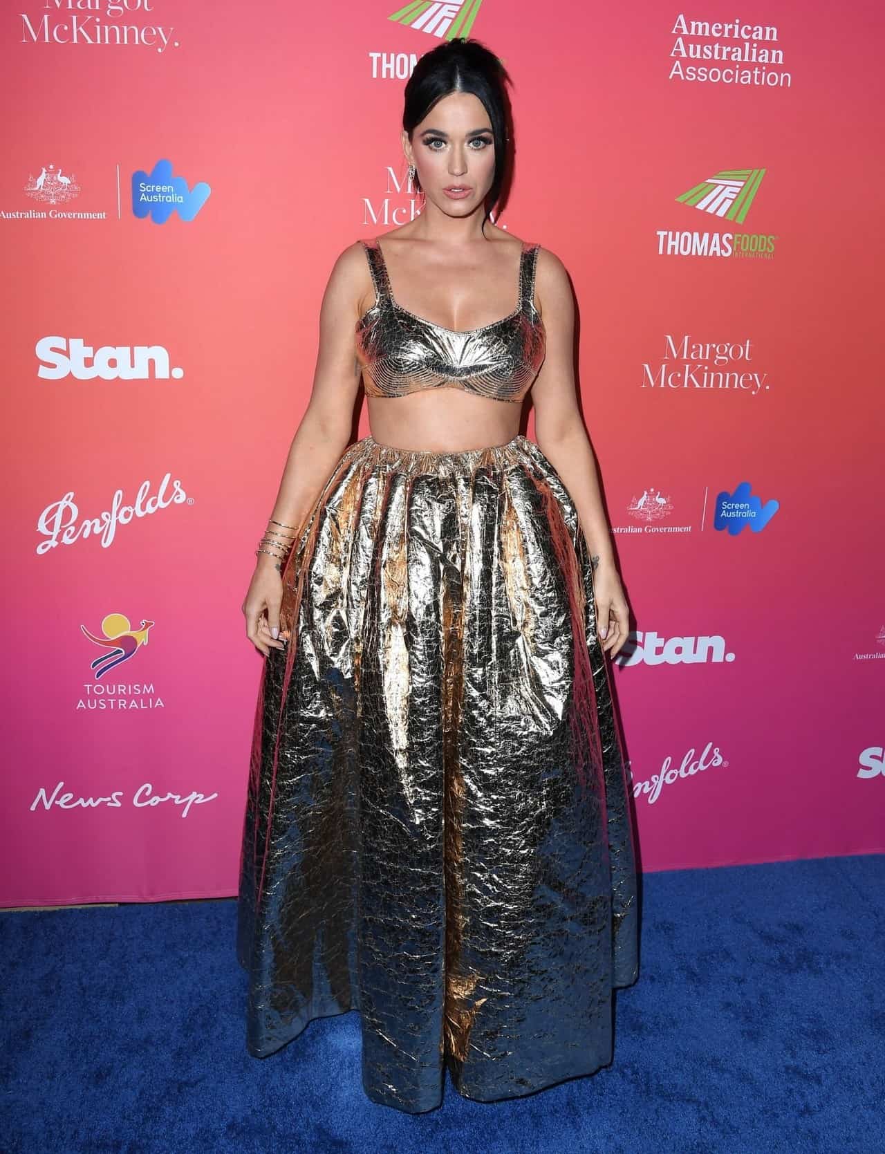 Katy Perry Dazzles in Zimmermann Crop Top and Skirt at G'Day USA Arts Gala