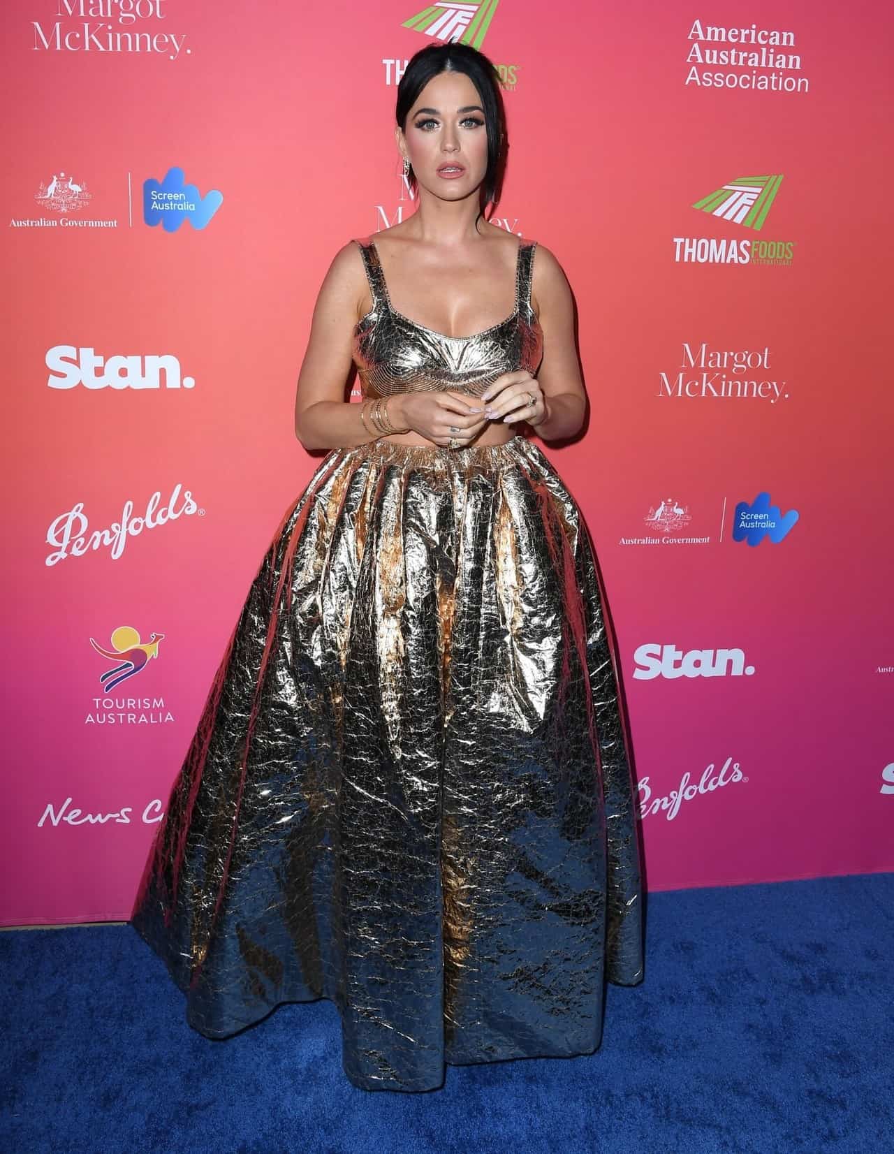 Katy Perry Dazzles in Zimmermann Crop Top and Skirt at G’Day USA Arts Gala