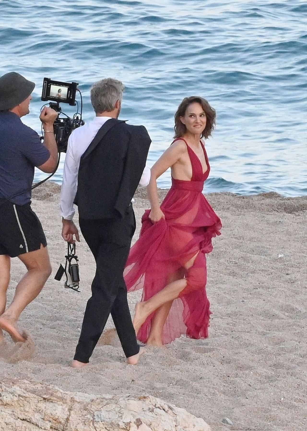 Natalie Portman Stuns in Sheer Red Dress for Dior Campaign Shoot in Spain