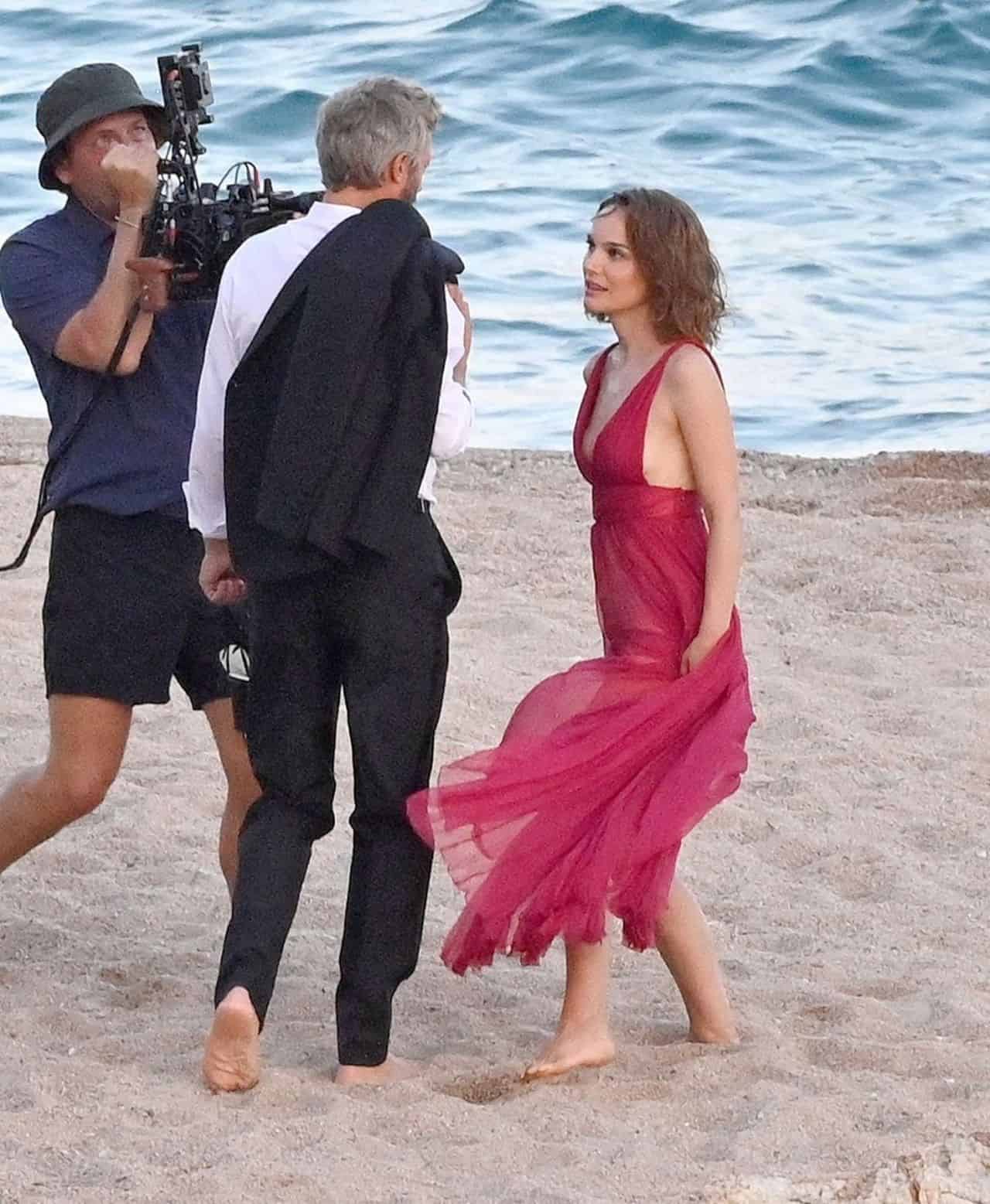 Natalie Portman Stuns in Sheer Red Dress for Dior Campaign Shoot in Spain