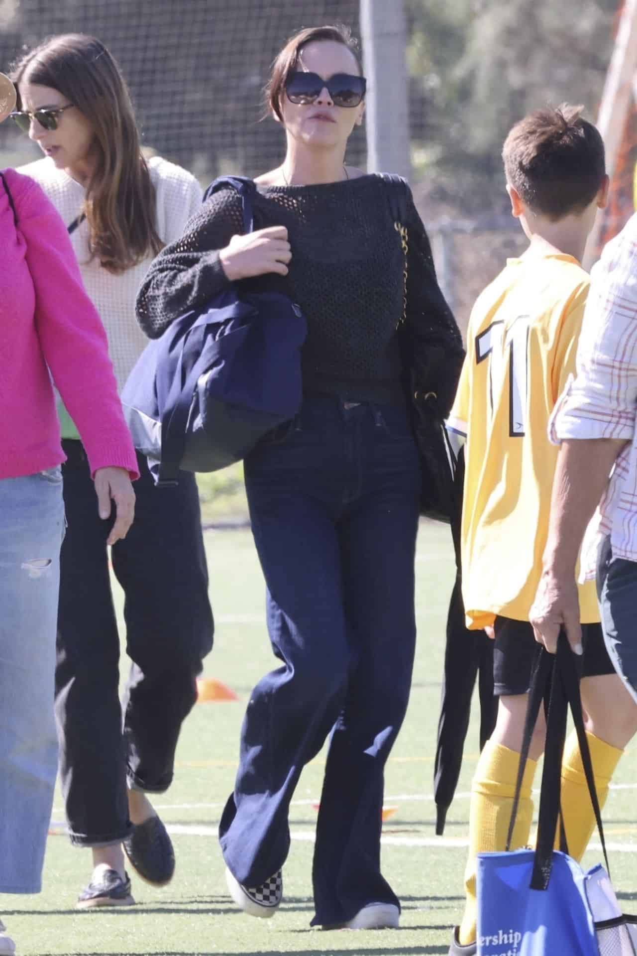 Christina Ricci Captures Retro Vibes with High-Waisted Jeans at Soccer Game