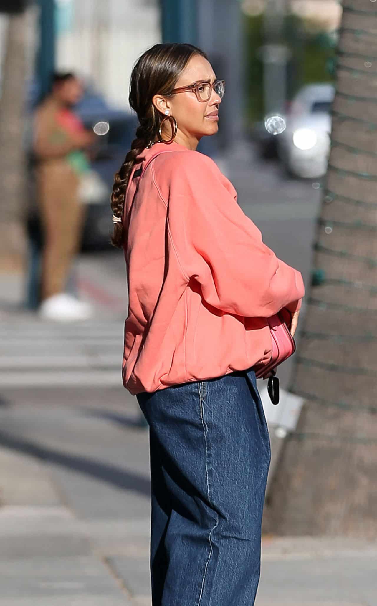 Jessica Alba Showcases Effortless Style in Oversized Top and Wide-Leg Pants