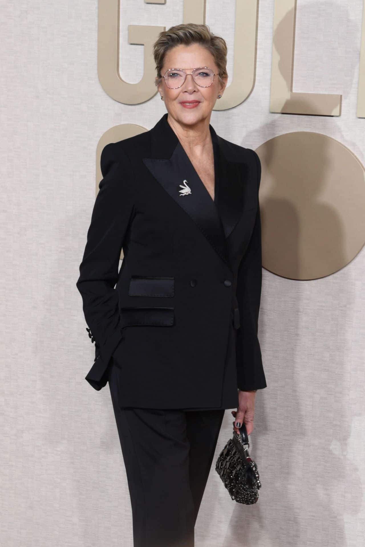 Annette Bening Radiates Sophistication in Structured Suit at Golden Globes