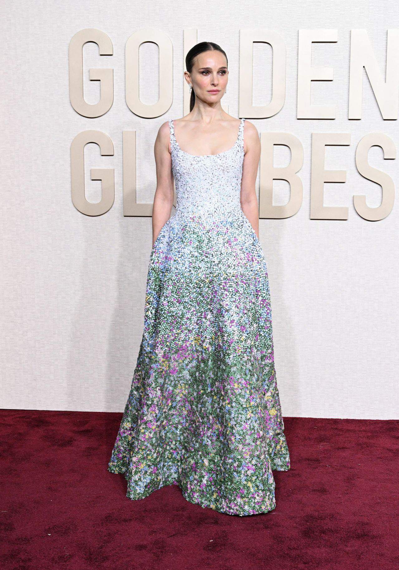Natalie Portman Dazzles in Floral Gown at 81st Golden Globe Awards