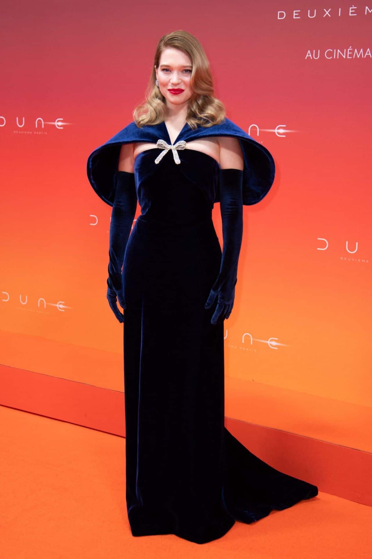 Lea Seydoux Dazzles in a Midnight Blue Gown at Dune 2 Premiere
